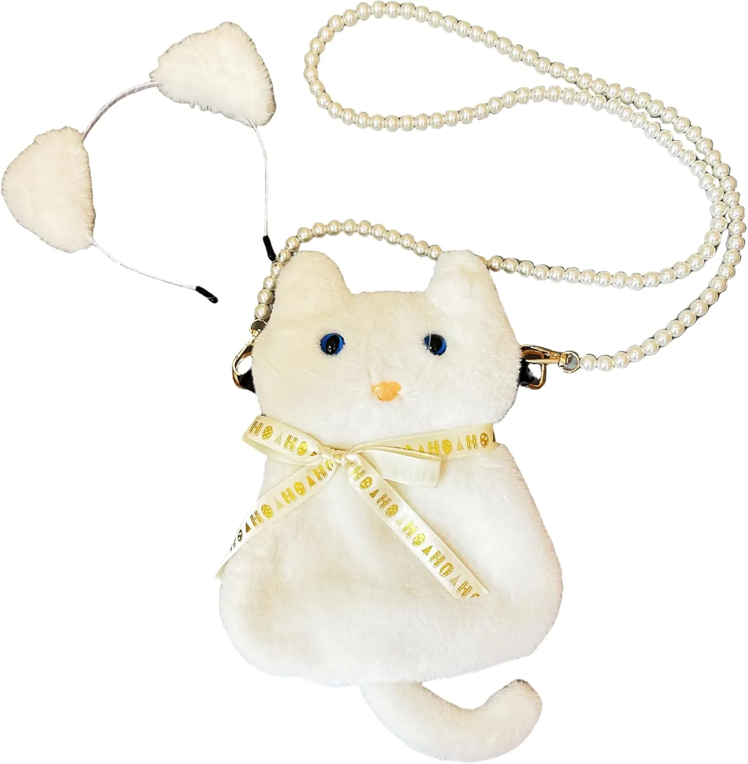 Handmade Plush Cat Messenger Bag, Cute Small Crossbody Cell Phone Bag Shoulder Bag Coin Pouch For Women Girls
