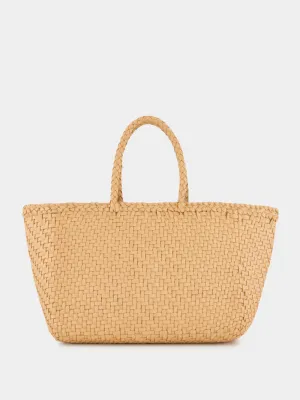 Handwoven Natural Leather Basket Bag