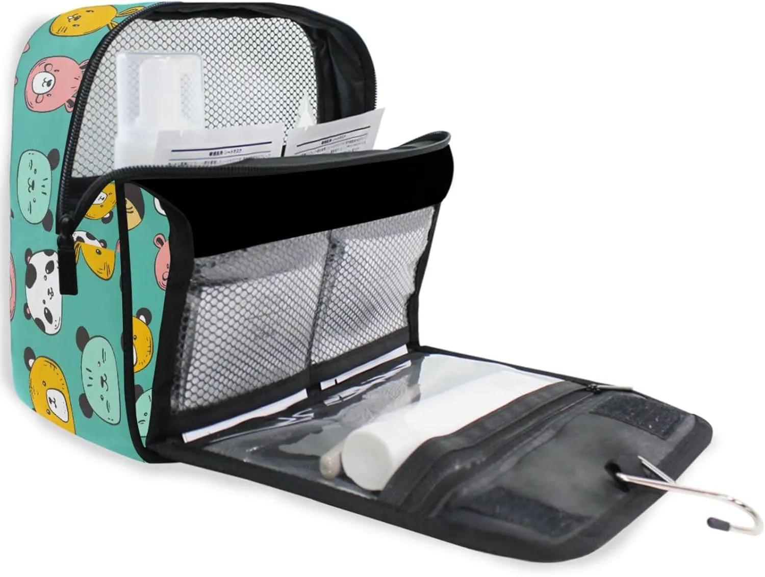 Hanging Toiletry Bag Cute Animal Panda Travel Makeup bag for Toiletries Portable Travel Toiletry Organizer Cosmetic Bags with Hanging Hook