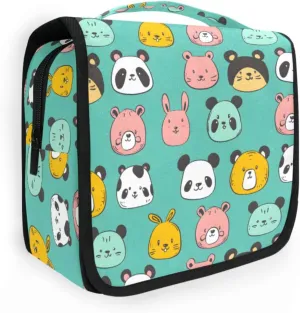 Hanging Toiletry Bag Cute Animal Panda Travel Makeup bag for Toiletries Portable Travel Toiletry Organizer Cosmetic Bags with Hanging Hook