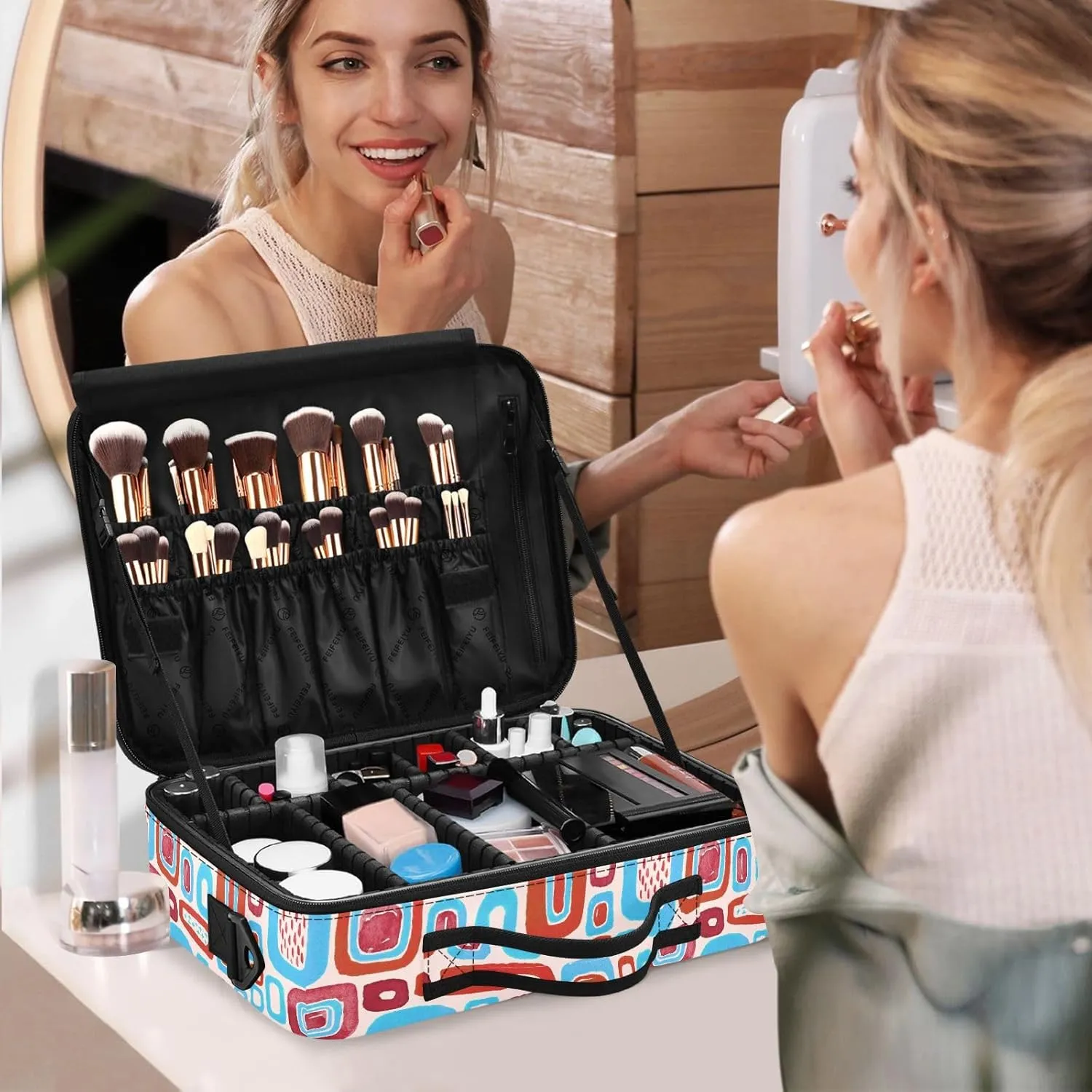 Hard Shell Makeup Pouch Cosmetic Organizer Travel Bag for Women