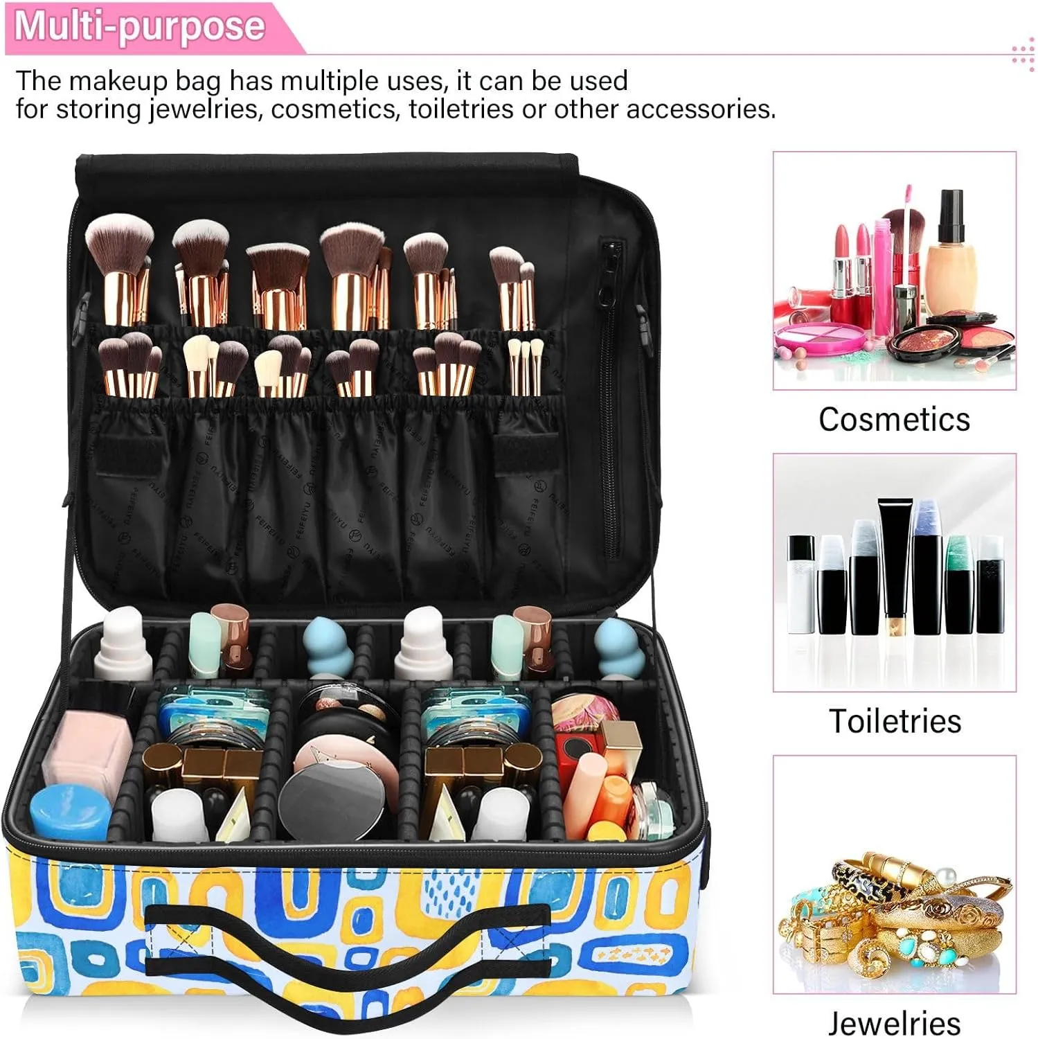 Hard Shell Makeup Pouch Cosmetic Organizer Travel Bag for Women