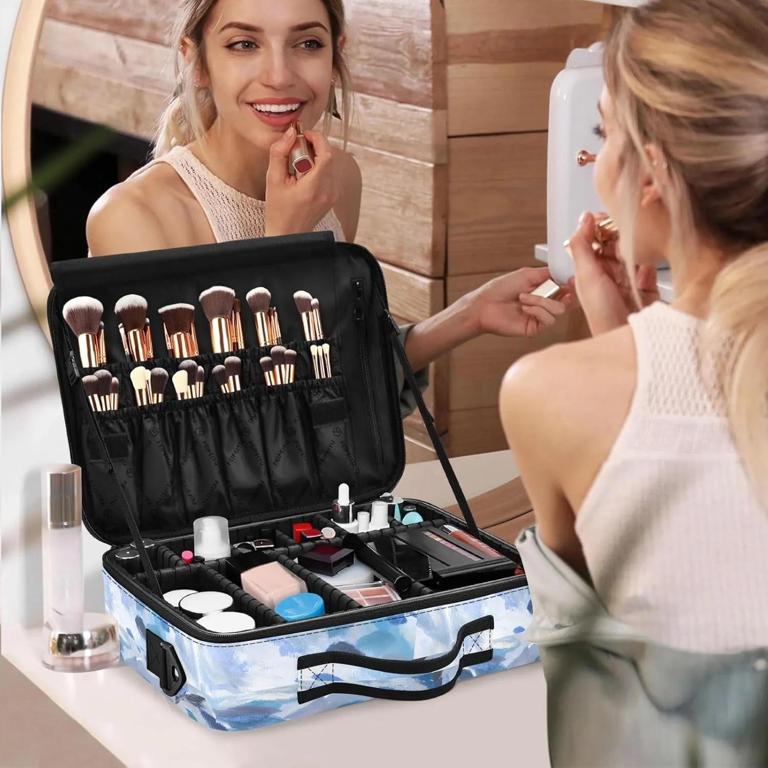 Hard Shell Travel Bag for Women Large Makeup Toiletry Organizer