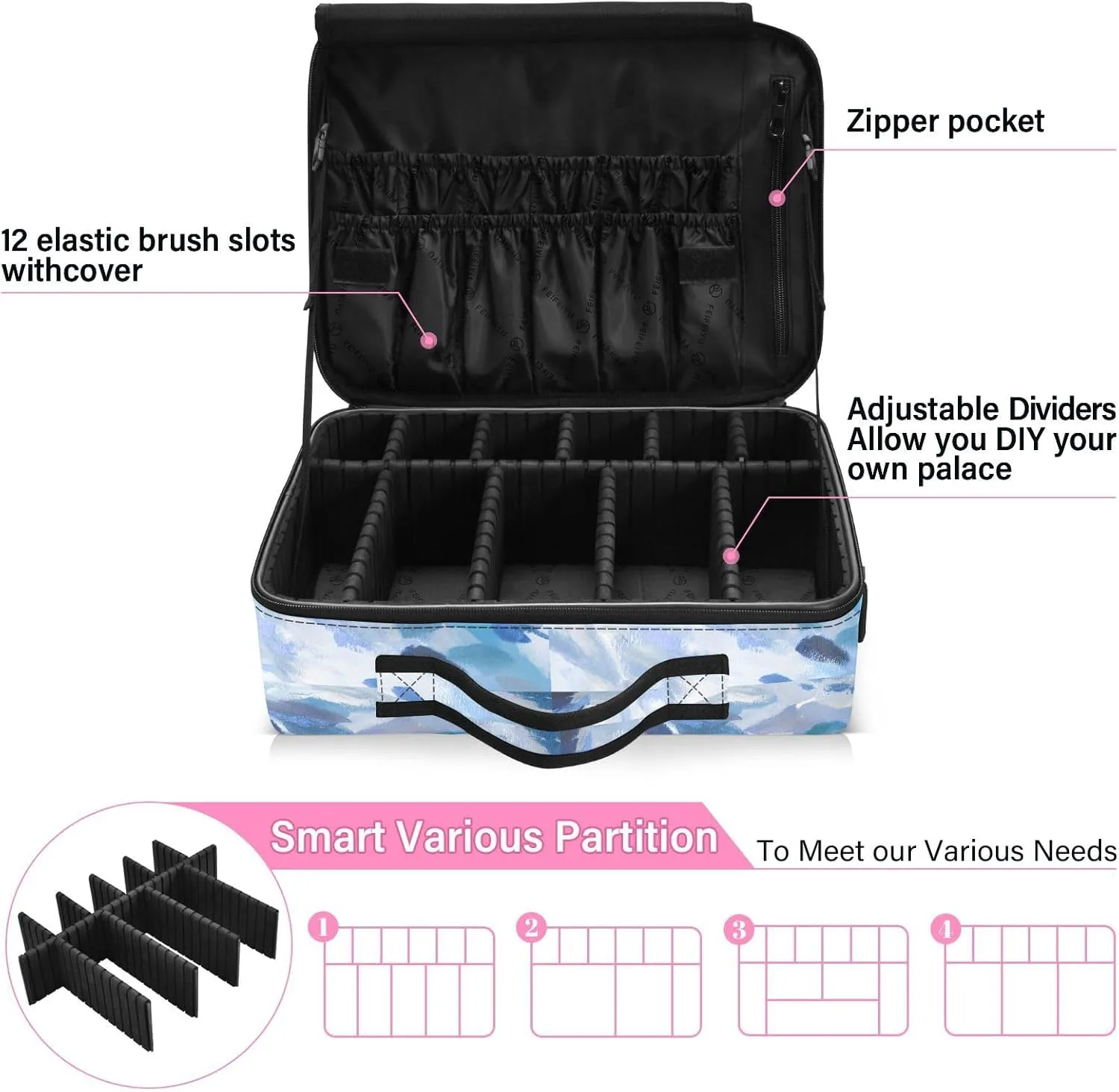 Hard Shell Travel Bag for Women Large Makeup Toiletry Organizer
