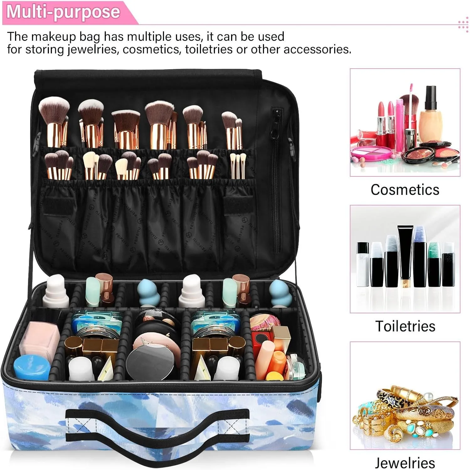 Hard Shell Travel Bag for Women Large Makeup Toiletry Organizer