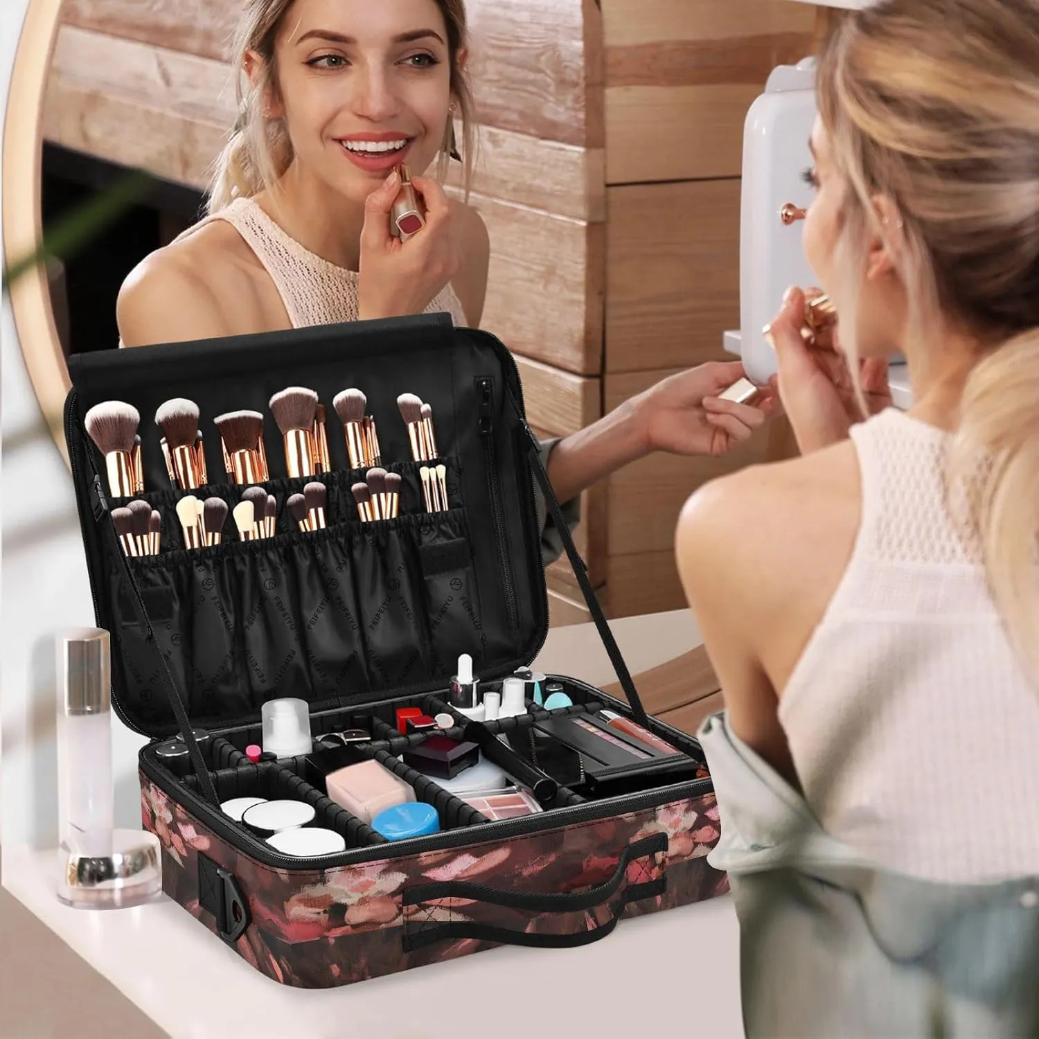 Hard Shell Travel Bag for Women Large Makeup Toiletry Organizer