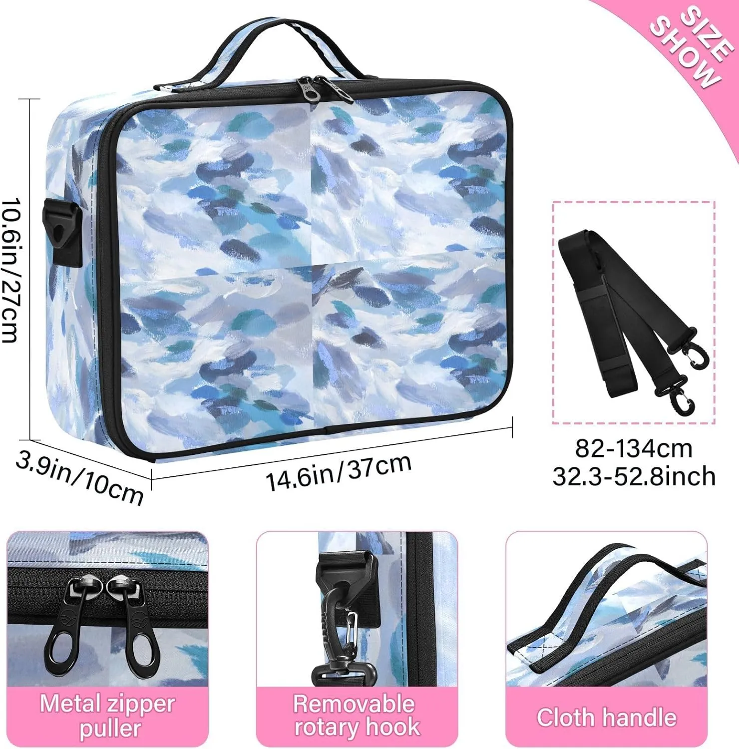 Hard Shell Travel Bag for Women Large Makeup Toiletry Organizer