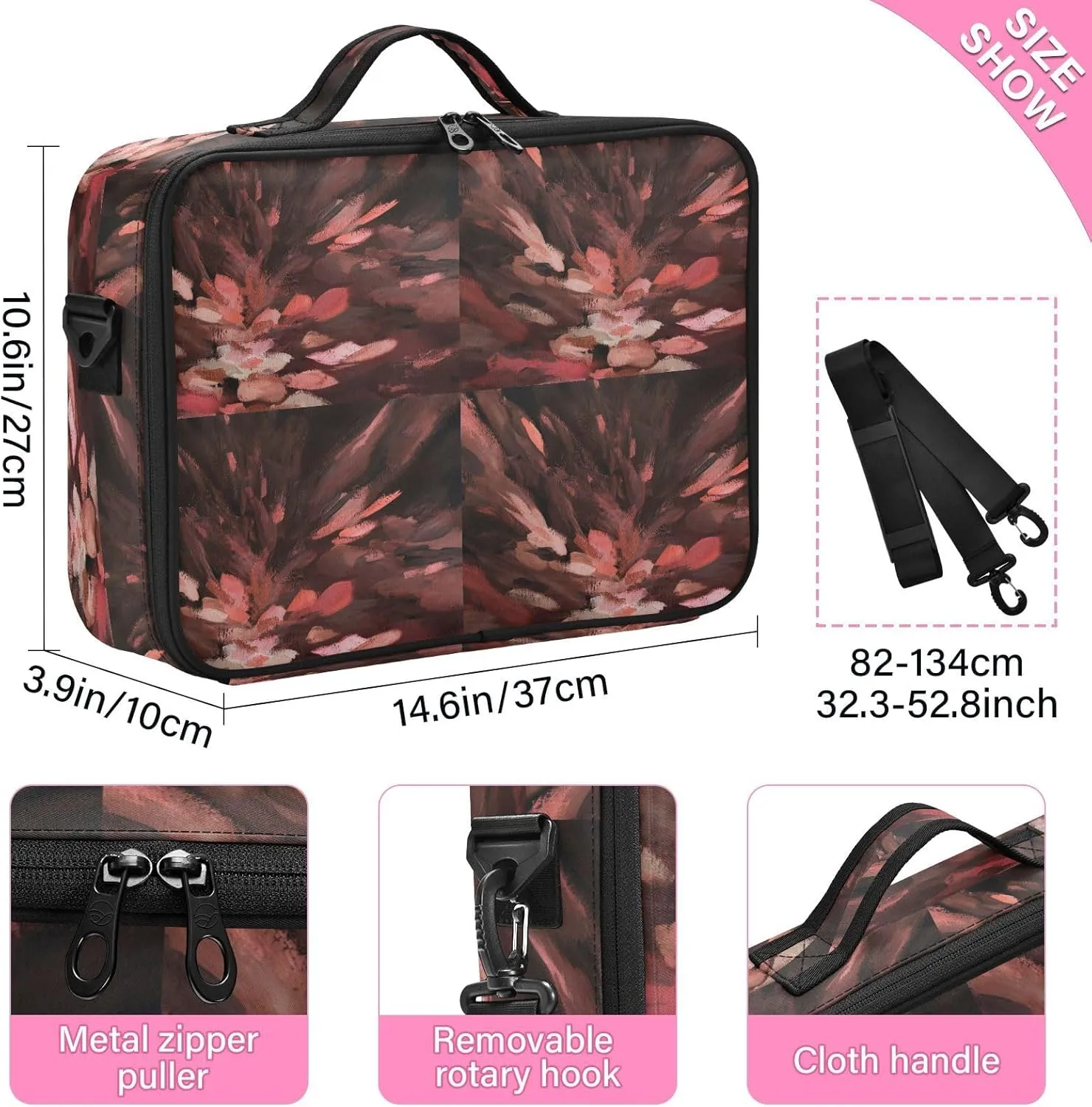 Hard Shell Travel Bag for Women Large Makeup Toiletry Organizer