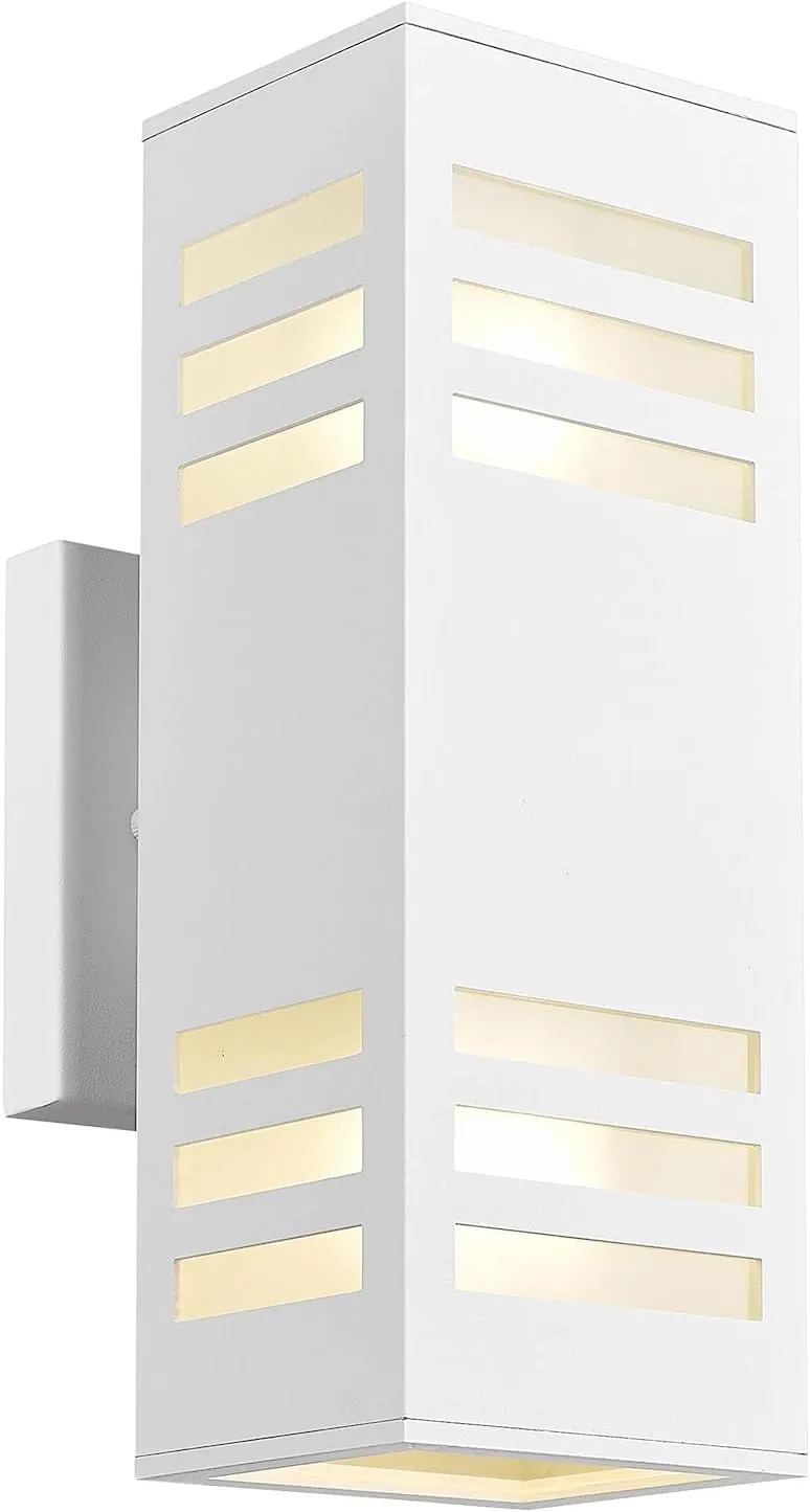 harriet Outdoor Wall Lights, Modern Exterior Lighting Fixtures Aluminum Waterproof, 13" Rectangular Porch Light Up and Down Lighting for Outside, Garage, White