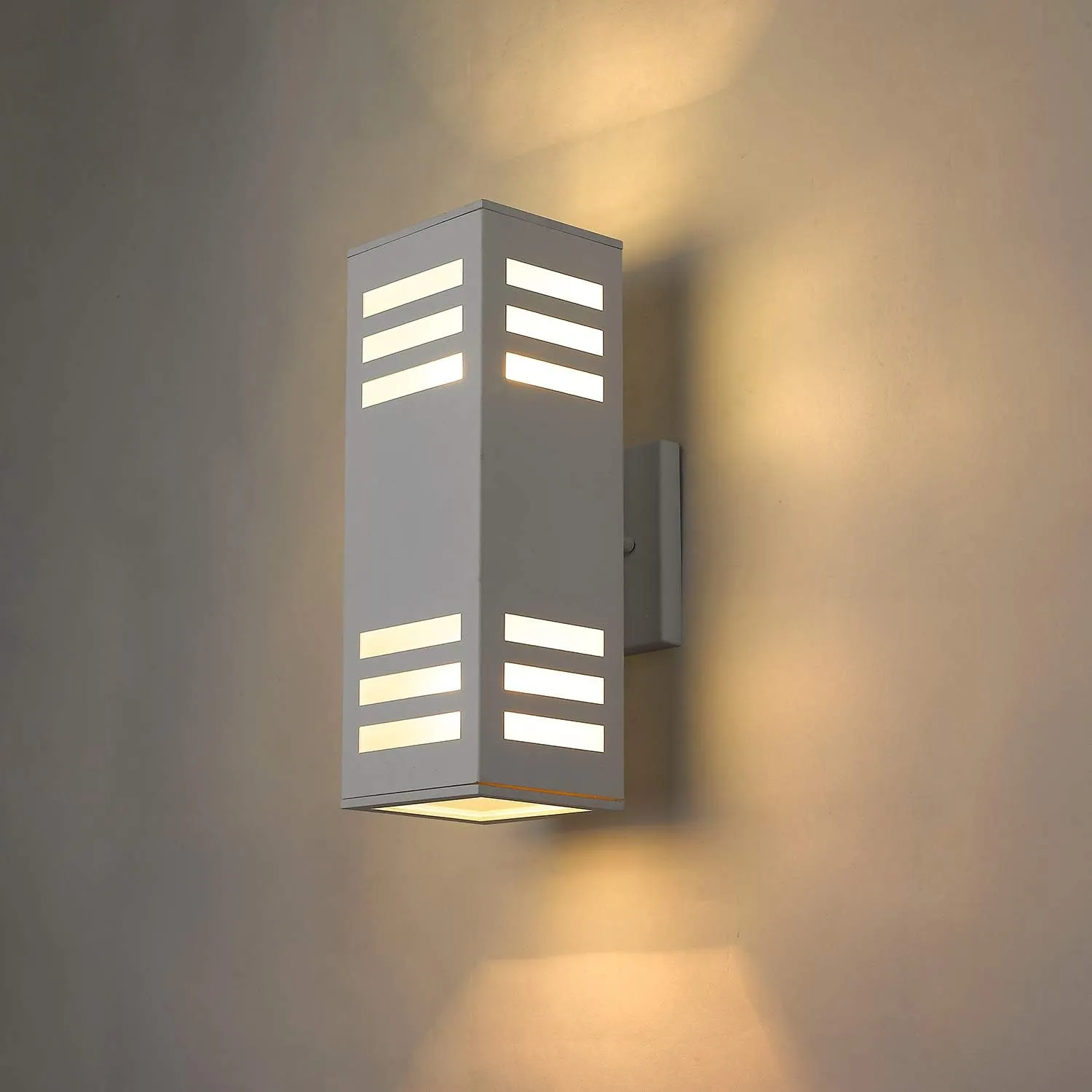 harriet Outdoor Wall Lights, Modern Exterior Lighting Fixtures Aluminum Waterproof, 13" Rectangular Porch Light Up and Down Lighting for Outside, Garage, White