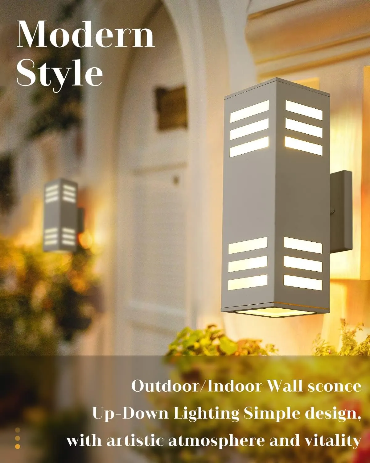 harriet Outdoor Wall Lights, Modern Exterior Lighting Fixtures Aluminum Waterproof, 13" Rectangular Porch Light Up and Down Lighting for Outside, Garage, White