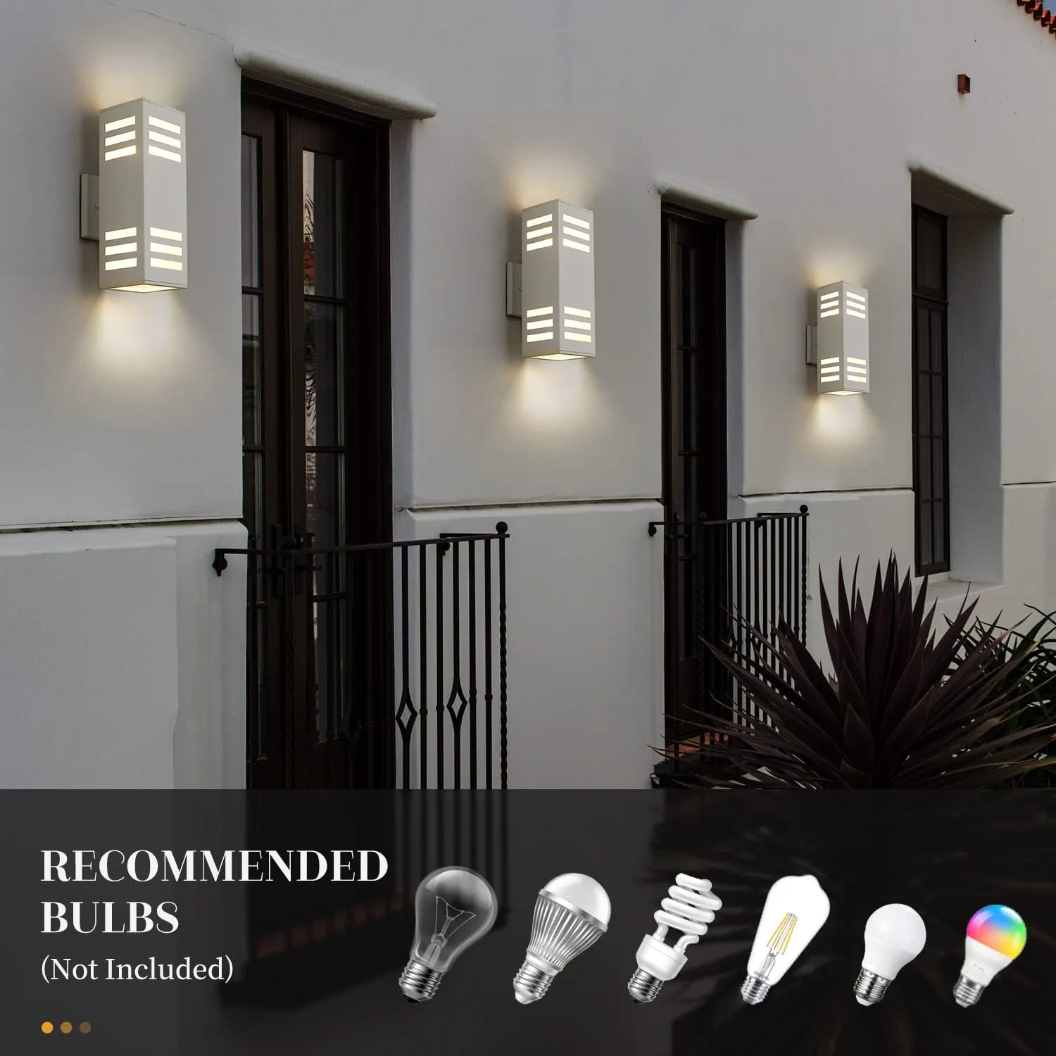 harriet Outdoor Wall Lights, Modern Exterior Lighting Fixtures Aluminum Waterproof, 13" Rectangular Porch Light Up and Down Lighting for Outside, Garage, White