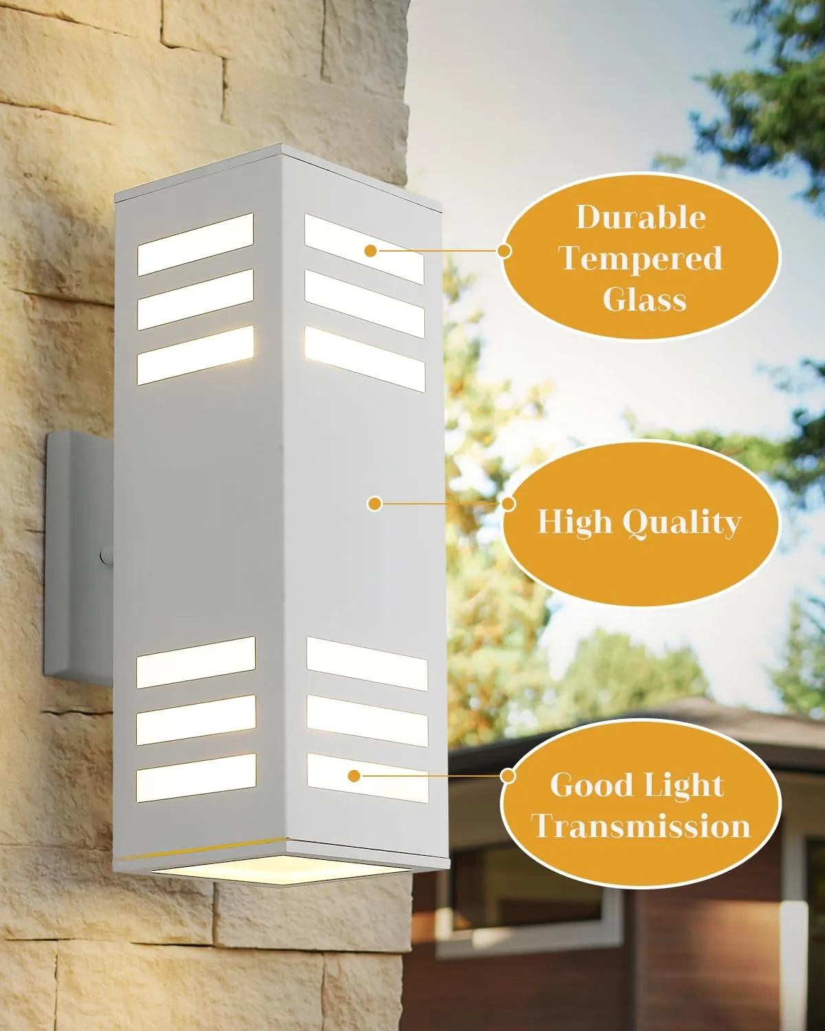 harriet Outdoor Wall Lights, Modern Exterior Lighting Fixtures Aluminum Waterproof, 13" Rectangular Porch Light Up and Down Lighting for Outside, Garage, White