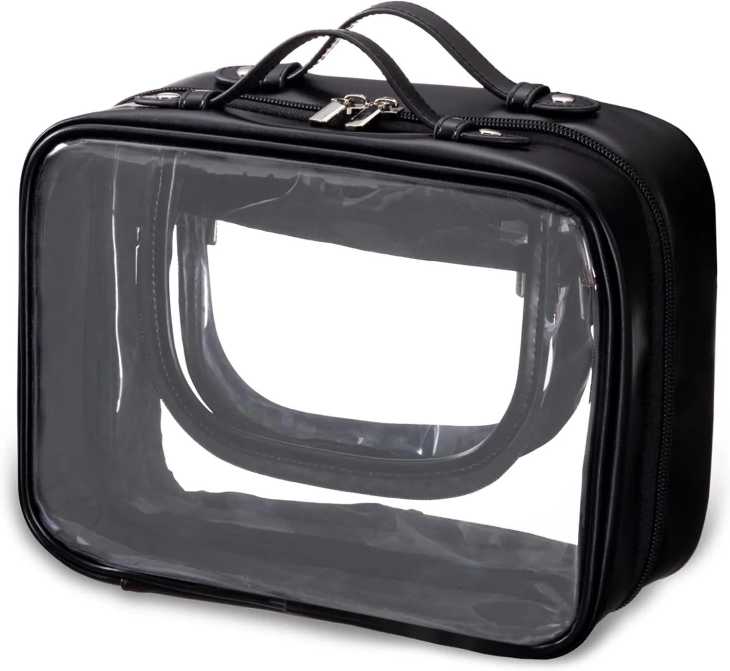 HBselect TSA Approved Toiletry Bag, Clear Makeup Bag Travel Toiletry Bag for Women Girls, Portable Waterproof Makeup Bag Organizer Cosmetic Bag Travel Accessories Essentials (Large Black)