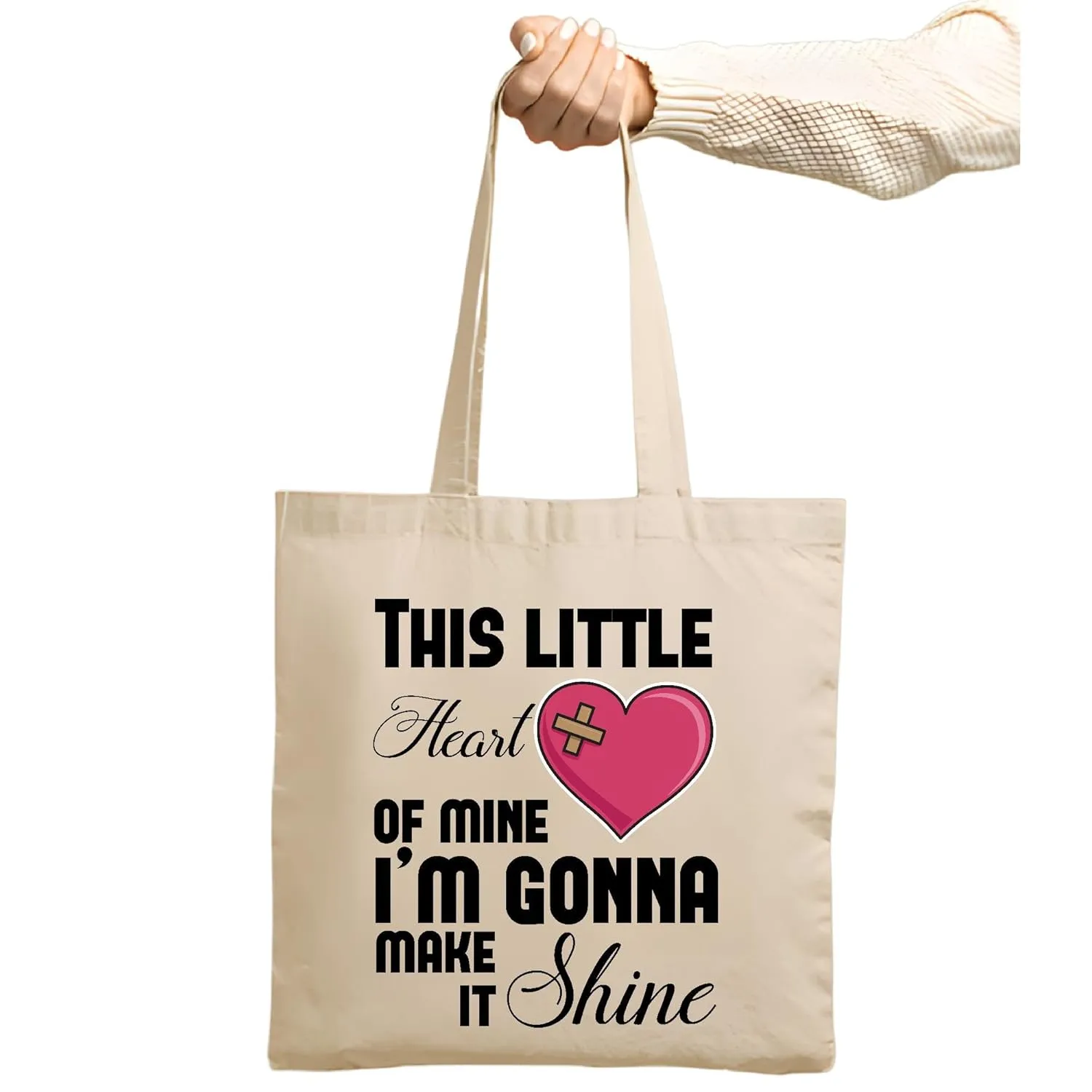 Heart Disease Awareness GiftHeart of Mine I am Gonna Make it Shine Natural White Multicolor Canvas Tote Bag