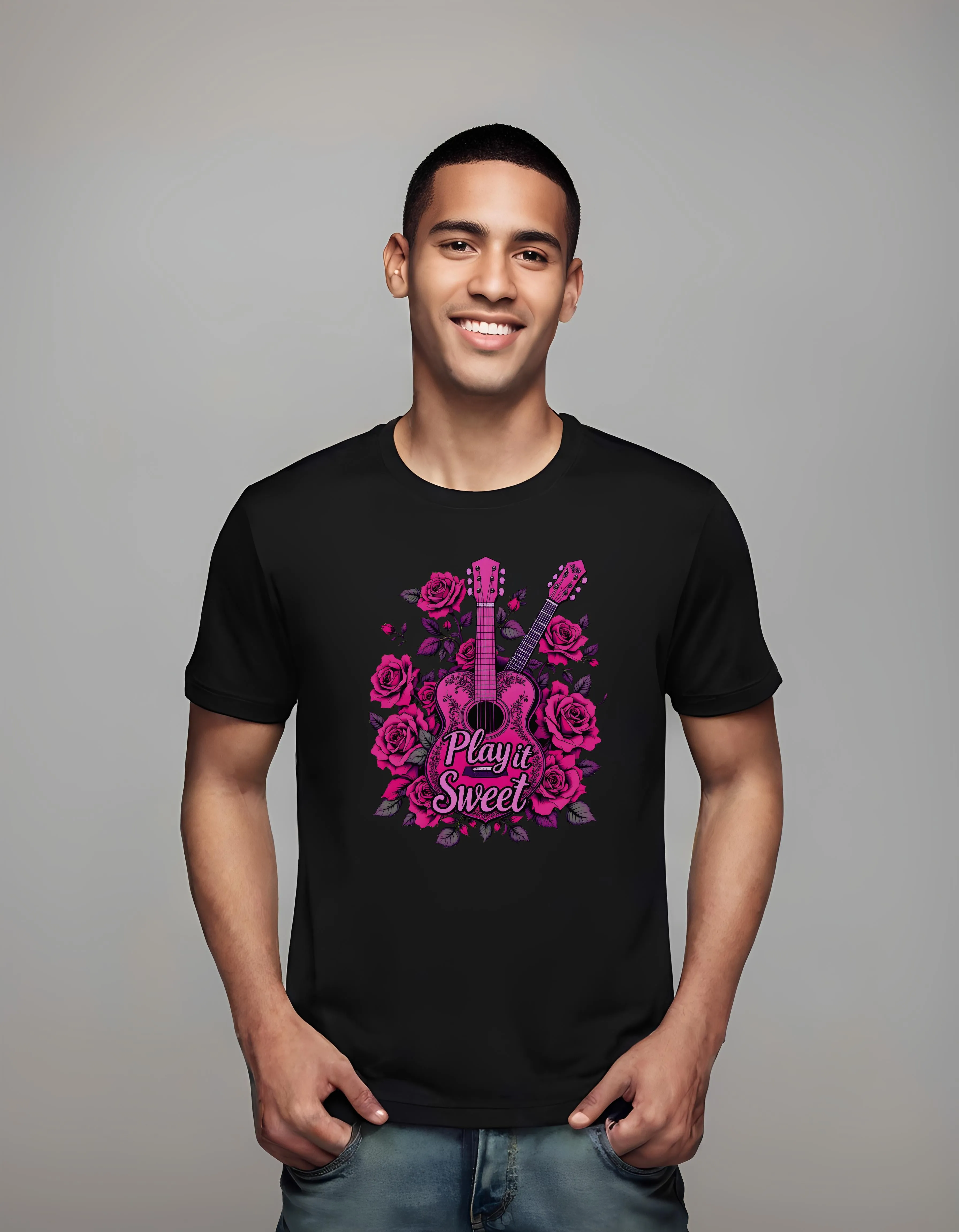 Heart-Shaped Guitar Play it Sweet | Classic T-Shirt (Unisex)