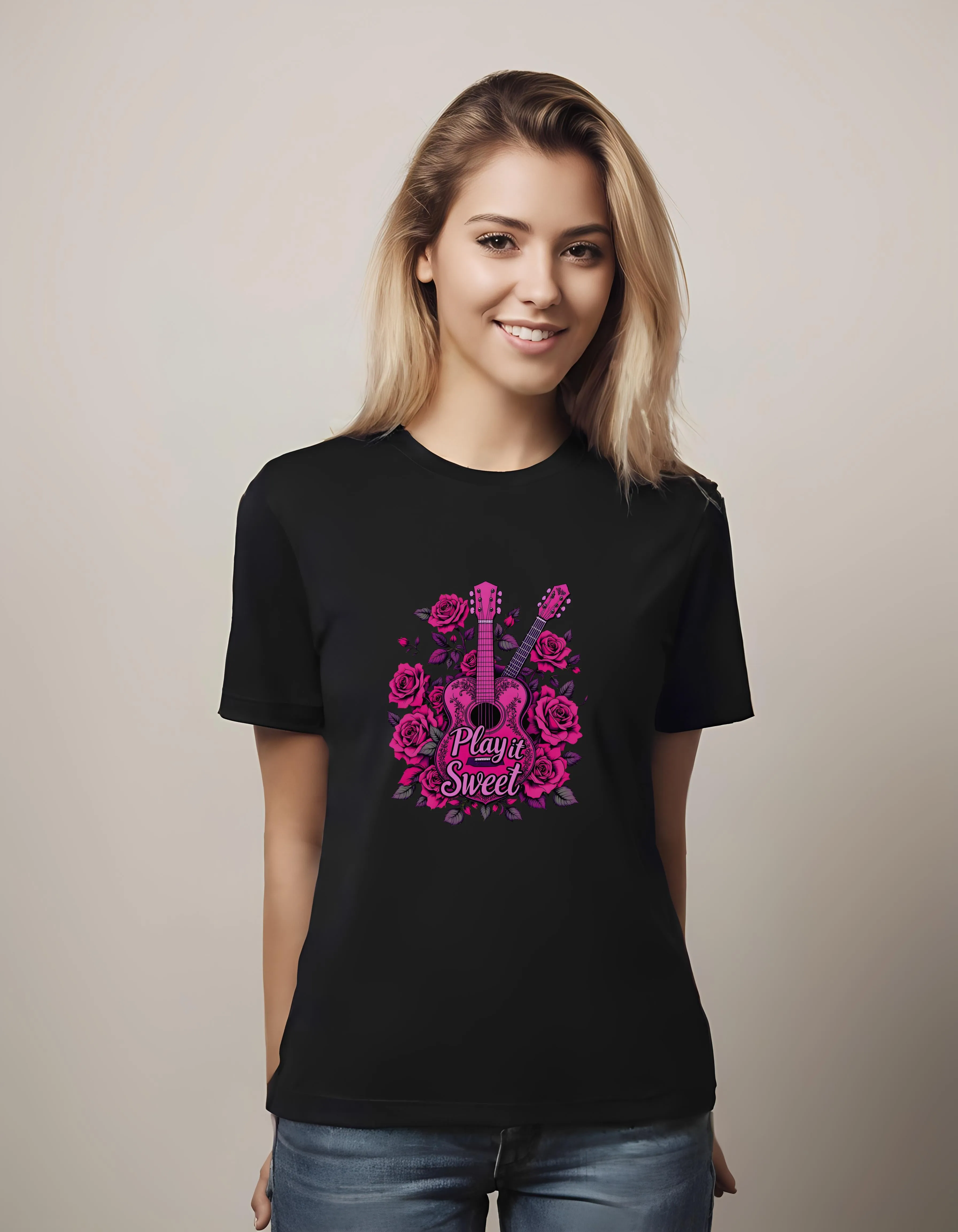 Heart-Shaped Guitar Play it Sweet | Classic T-Shirt (Unisex)