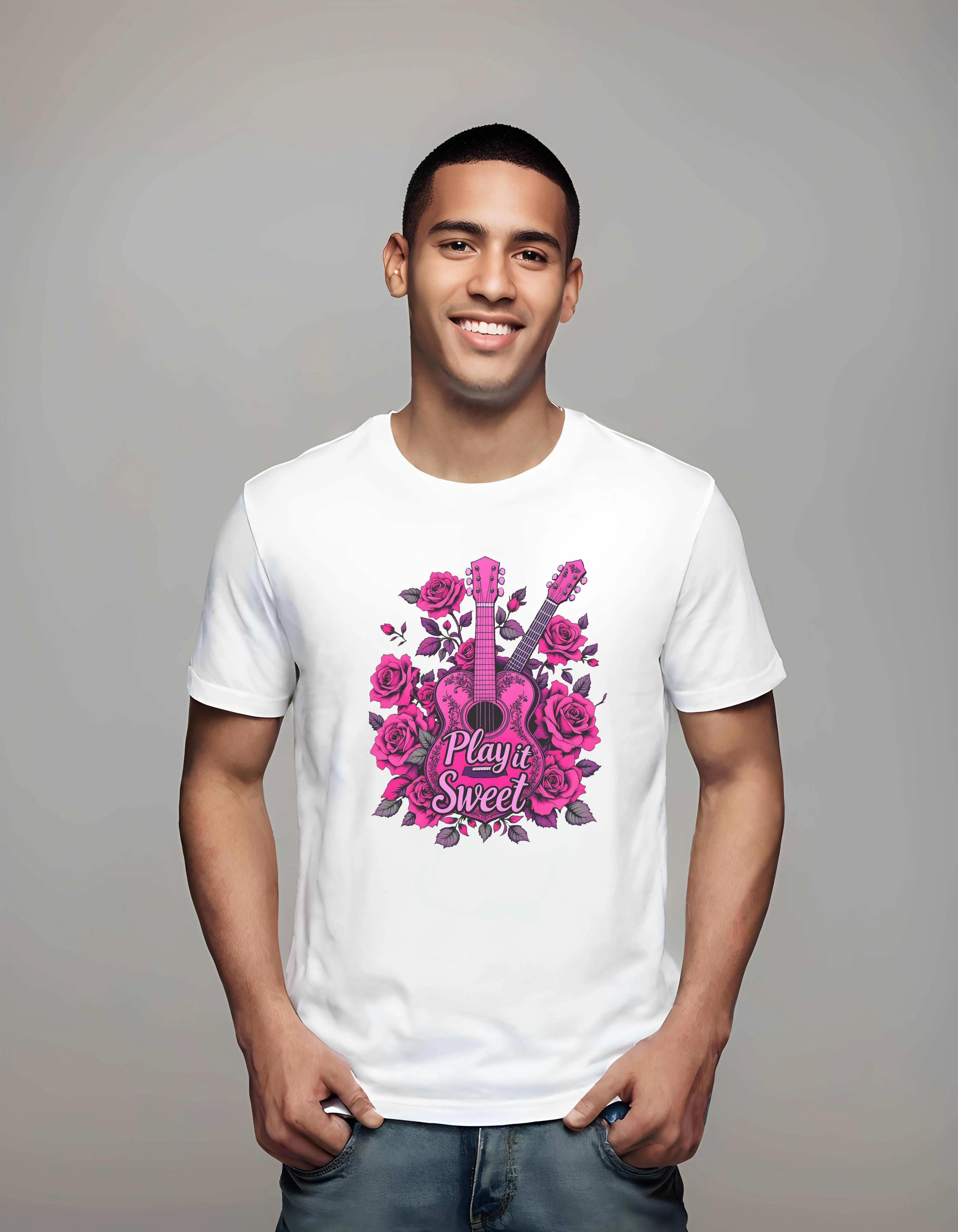Heart-Shaped Guitar Play it Sweet | Classic T-Shirt (Unisex)