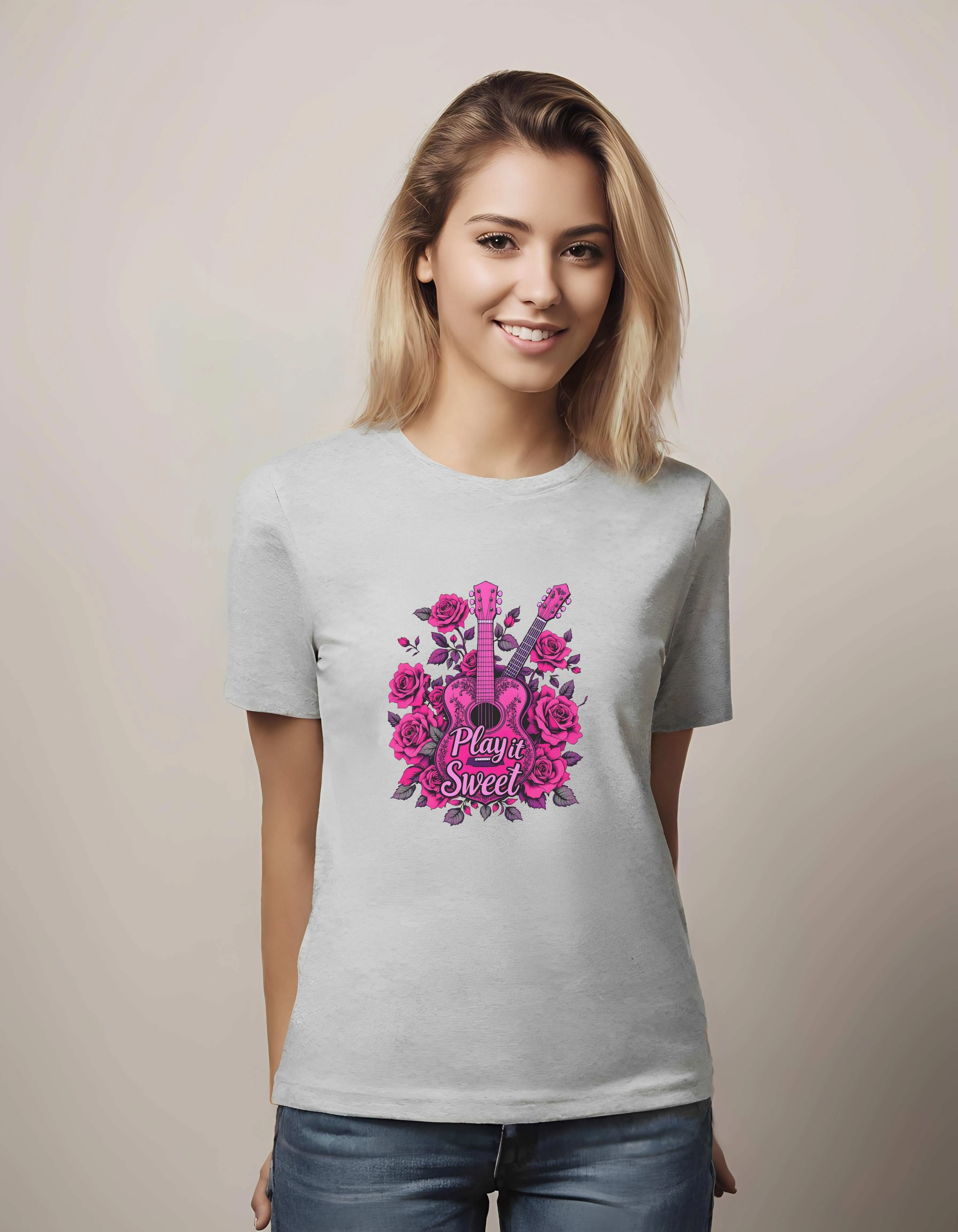 Heart-Shaped Guitar Play it Sweet | Classic T-Shirt (Unisex)