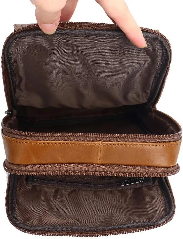 Hebetag Small Leather Sling Shoulder Bag Messenger Pack for Men Women Outdoor Travel Business