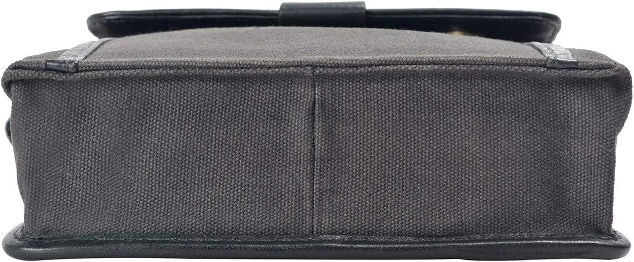Hidesign Aiden Genuine Leather and Canvas Mini Crossbody Men/Women Messenger Bag/Travel Bag / 10.5" iPad Bag, Charcoal