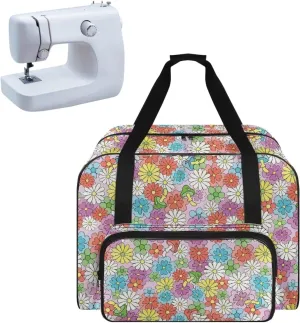 Hippie Flower Fashion Sewing Machine Bag, Portable Tote Bag Compatible with Most Sewing Machines，Extra Sewing Accessories
