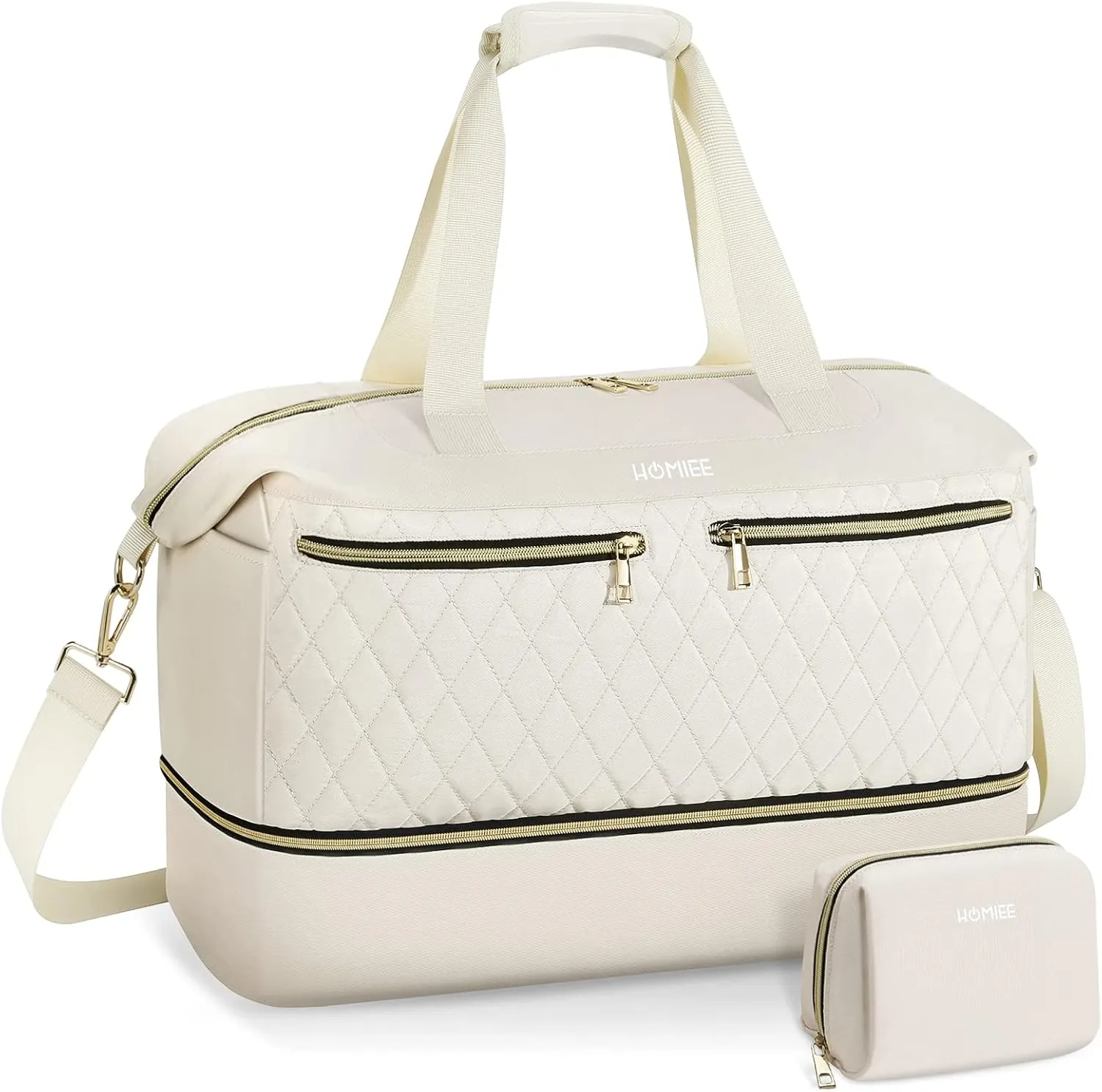 HOMIEE Gym Bag for Women, Personal Item Travel Bag with Shoes Compartment, Weekender Overnight Duffel Bags with Wet Pocket & USB Charging Port