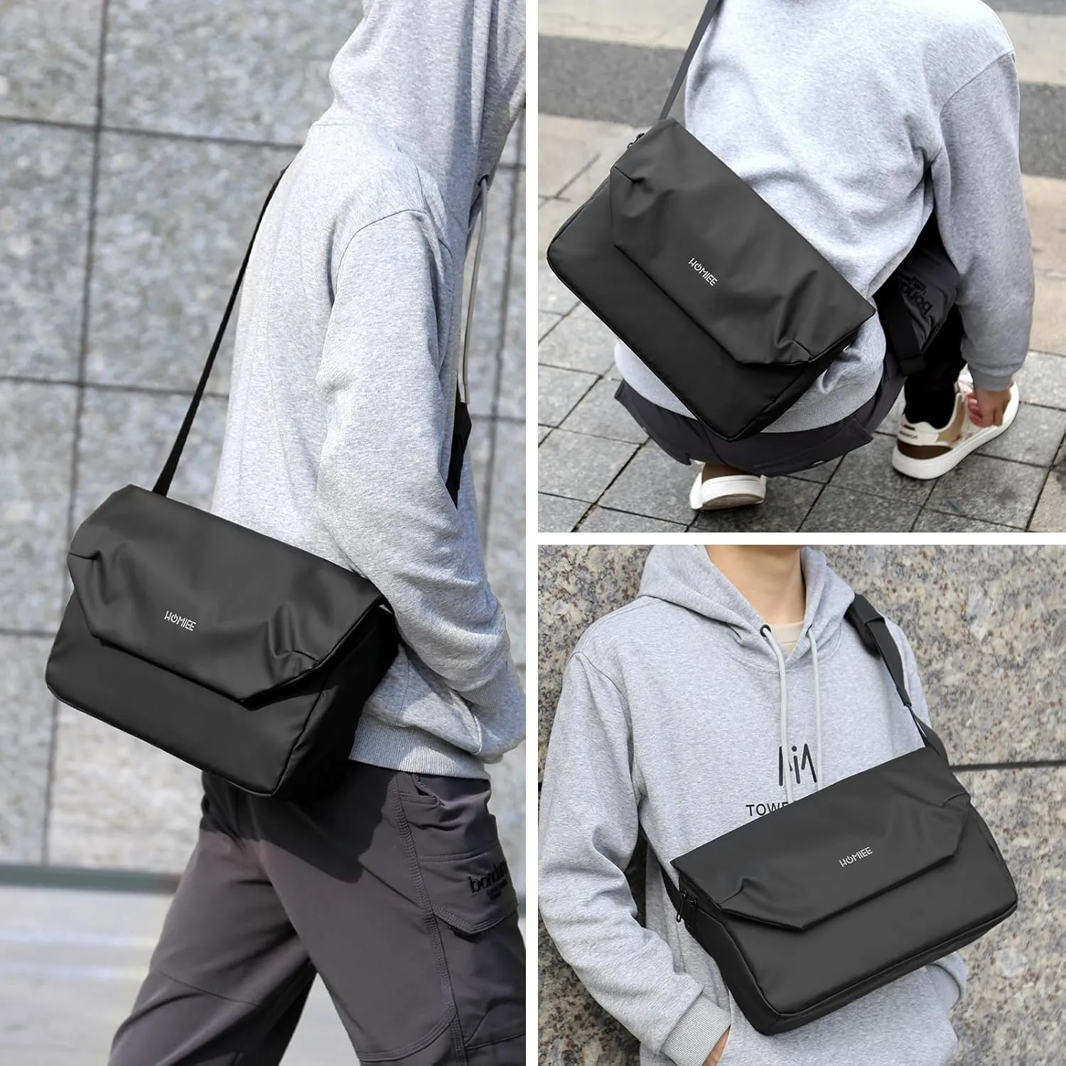 HOMIEE Messenger Bag, Waterproof Crossbody Bag Shoulder Bag with Laptop Compartment