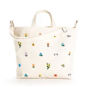 Horizontal Zip Duck Bag: Embroidered Ditsy Floral