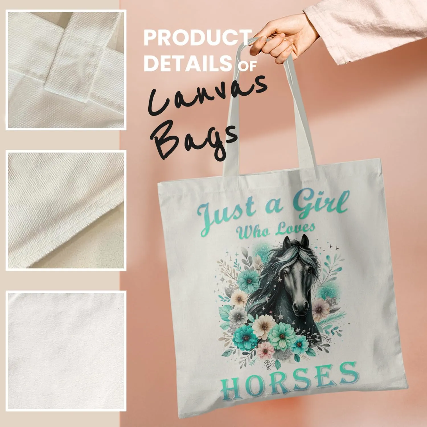 Horse Canvas Tote Bag - Horse Lover Gift, Canvas Shoulder Bag For Women