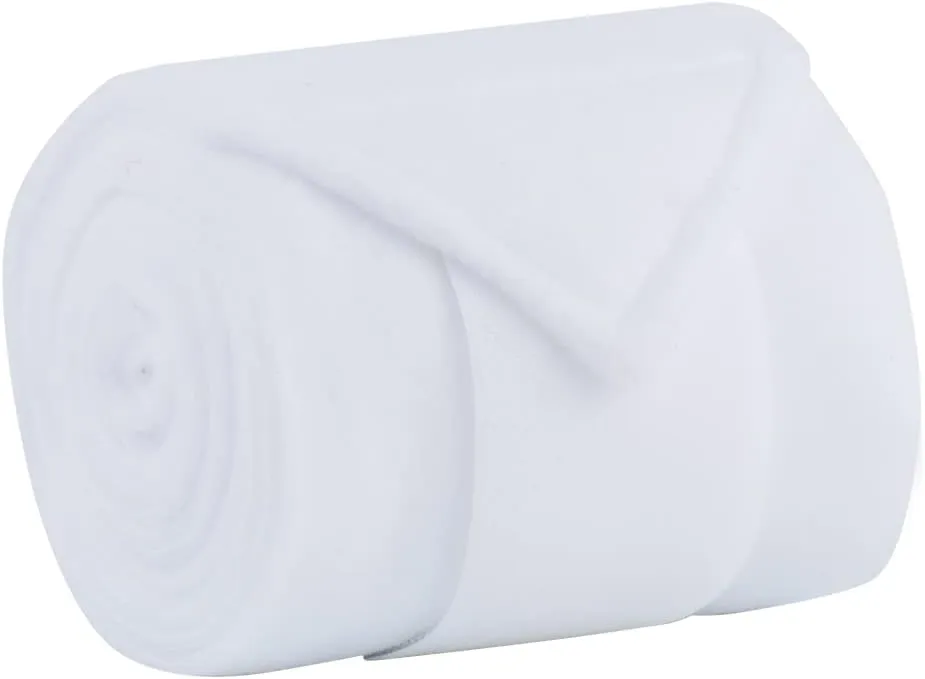 Horse Polo Wraps 2.5m Soft Fleece Polo Wraps Equestrian Leg Bandage Wrap Set of 4 Packs (White - 2.5m)