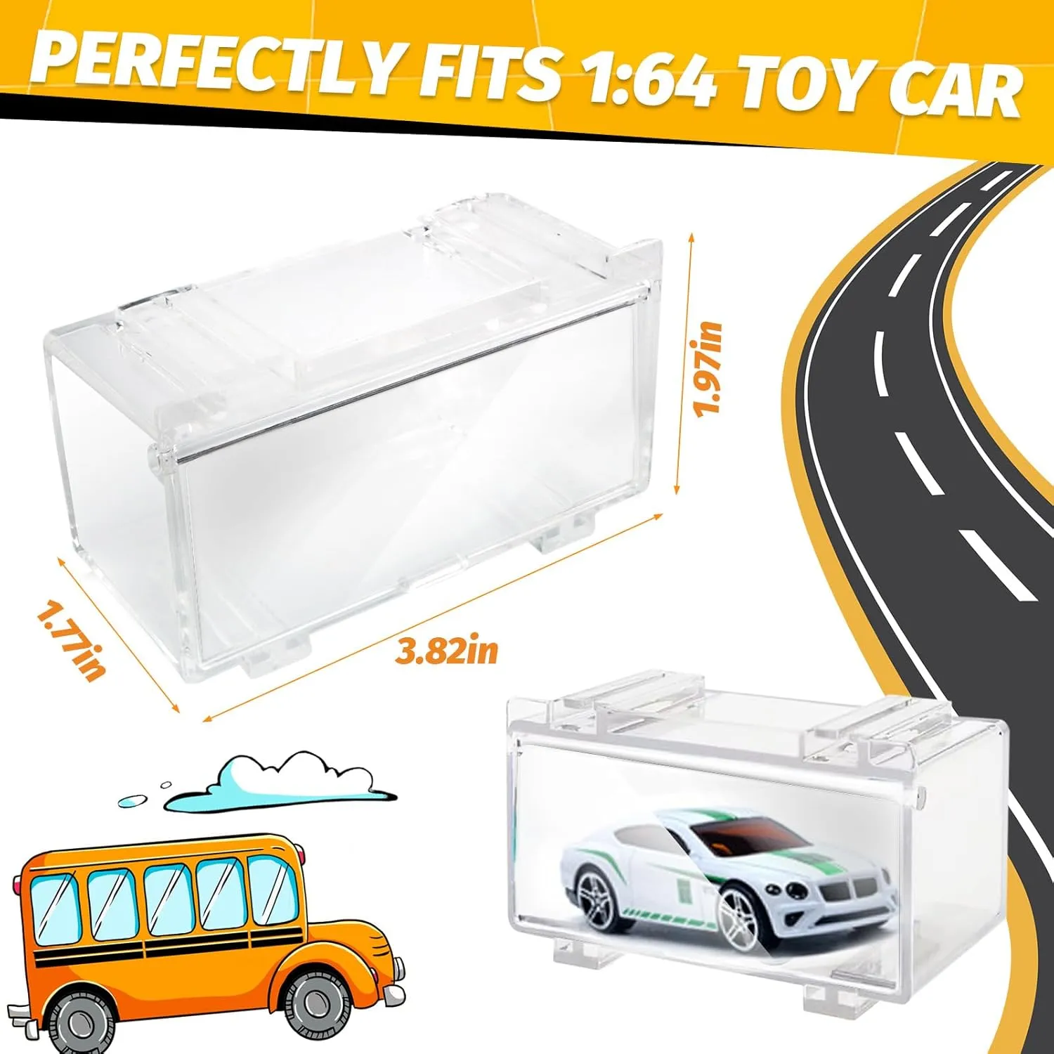 Hot 1/64 Display Set, Includes 16Pcs Cars Display Case for Hot Wheels & 5Pcs Wall-Mounted Displays for Packaged Cars, Stackable Toy Cars Storage Organizer, Dustproof Clear Match-Box