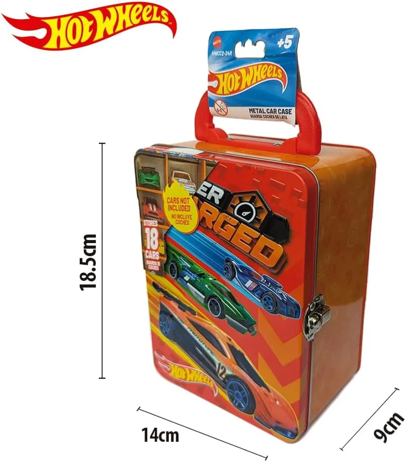Hot Wheels 1:64 Scale Metal Car Tote Bag 18 Toy Storage and Organizer Gift for Collectors Kids Ages 3  3D HW Racing Lid Design (Cars Not Included)