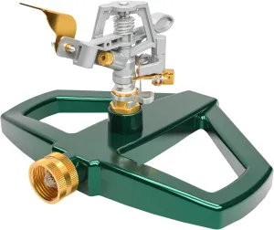Hourleey Pulsating Impact Sprinkler with Metal Base, Heavy Duty Circular Zinc Alloy Sprinklers with Sprinkler Head, Garden Hose Sprinklers System for Large Area Lawn Yard Garden
