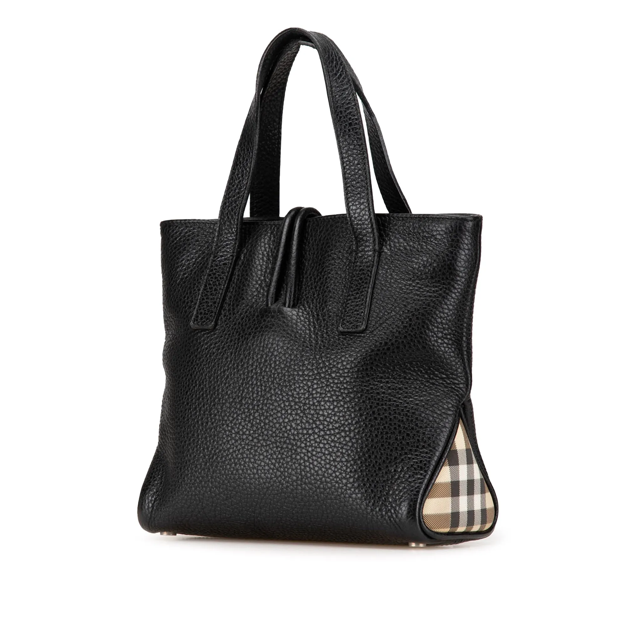 House Check Trimmed Leather Handbag