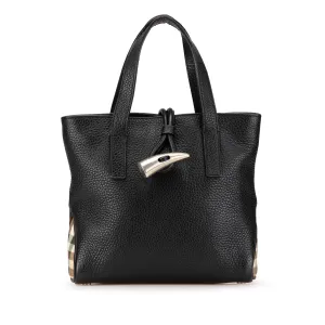 House Check Trimmed Leather Handbag