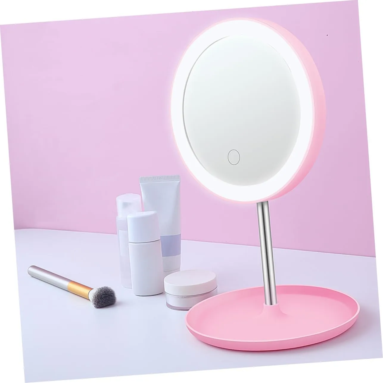 Housoutil Led Makeup Mirror Rechargeable Smart Cosmetic Mirror Design High Definition Non- Base for Easy Storage for Home and Travel Use