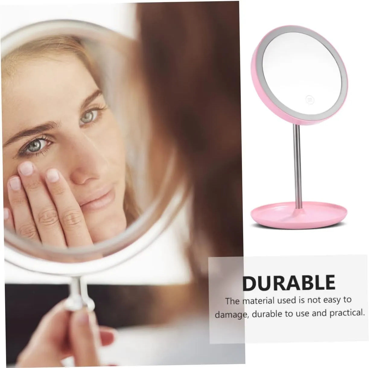 Housoutil Led Makeup Mirror Rechargeable Smart Cosmetic Mirror Design High Definition Non- Base for Easy Storage for Home and Travel Use