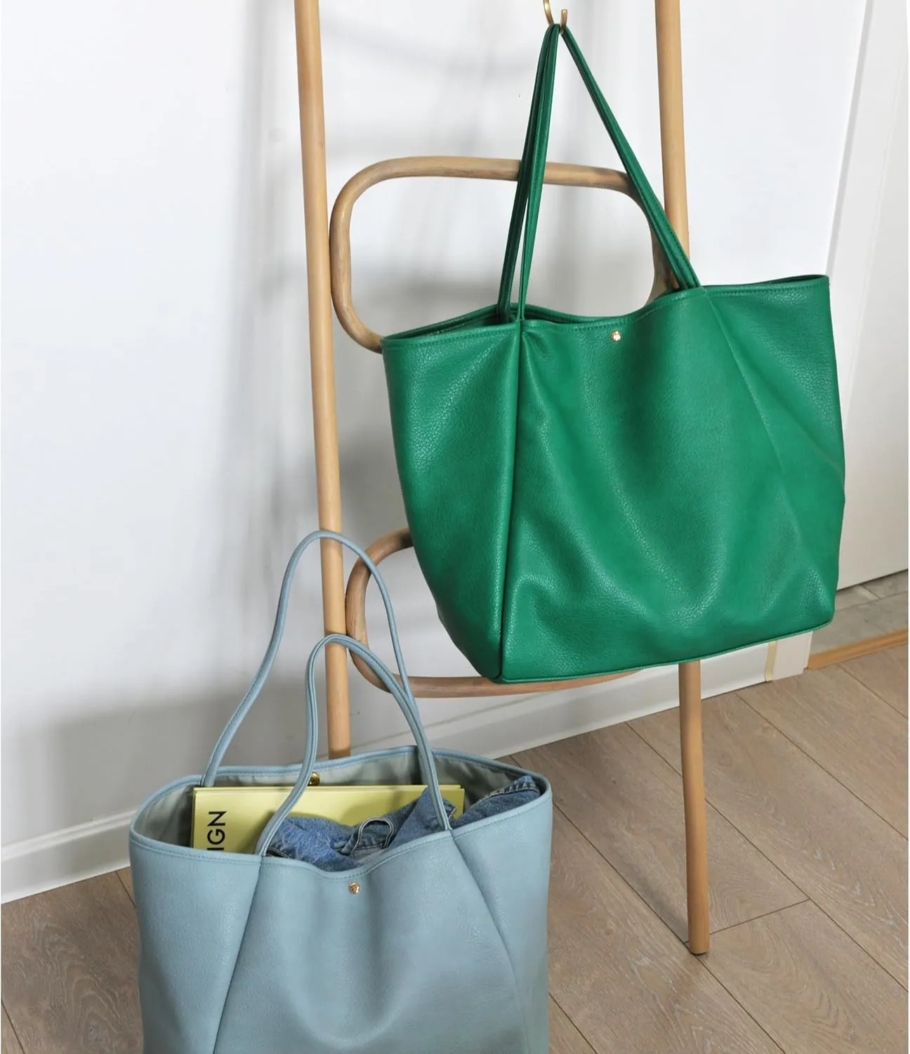 HOXIS Oversize Pu Leather Tote Women Weekender Bag Shopper Handbag Travel Purse