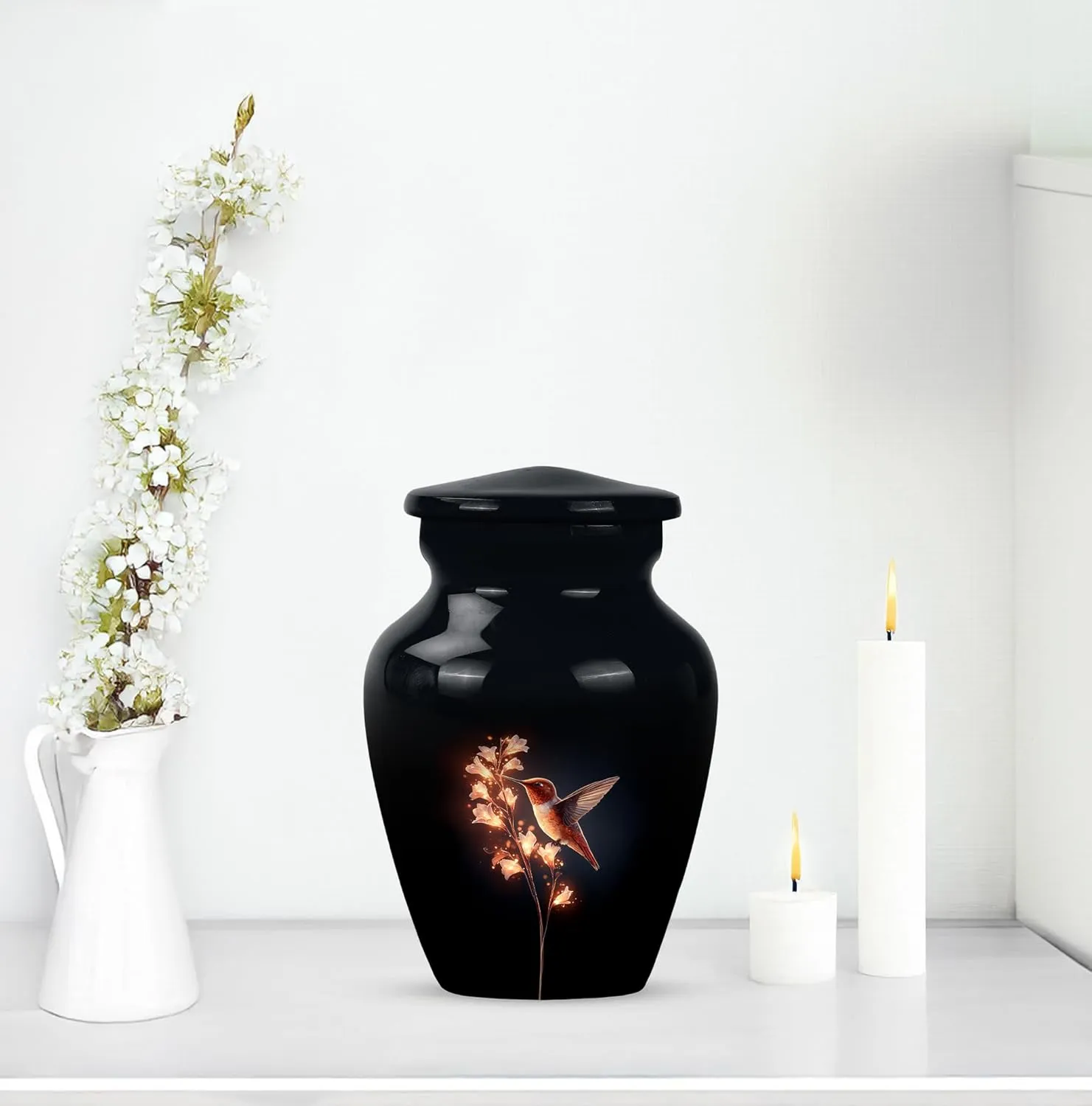 Humming Bird Cremation Urns for Human Ashes Men and Women - Flowers Large Ash Urn for Remains - Small Cremains Urn for Husband and Wife - Funeral Gifts for Mom and Dad 3 inch