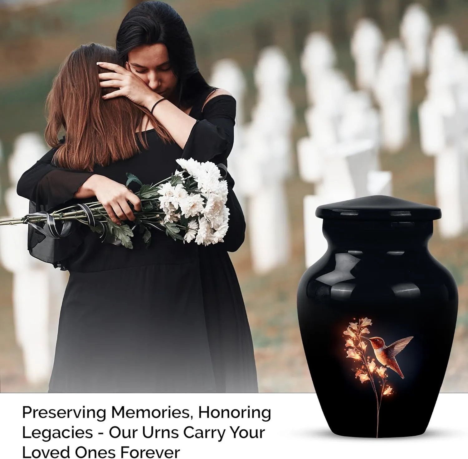 Humming Bird Cremation Urns for Human Ashes Men and Women - Flowers Large Ash Urn for Remains - Small Cremains Urn for Husband and Wife - Funeral Gifts for Mom and Dad 3 inch