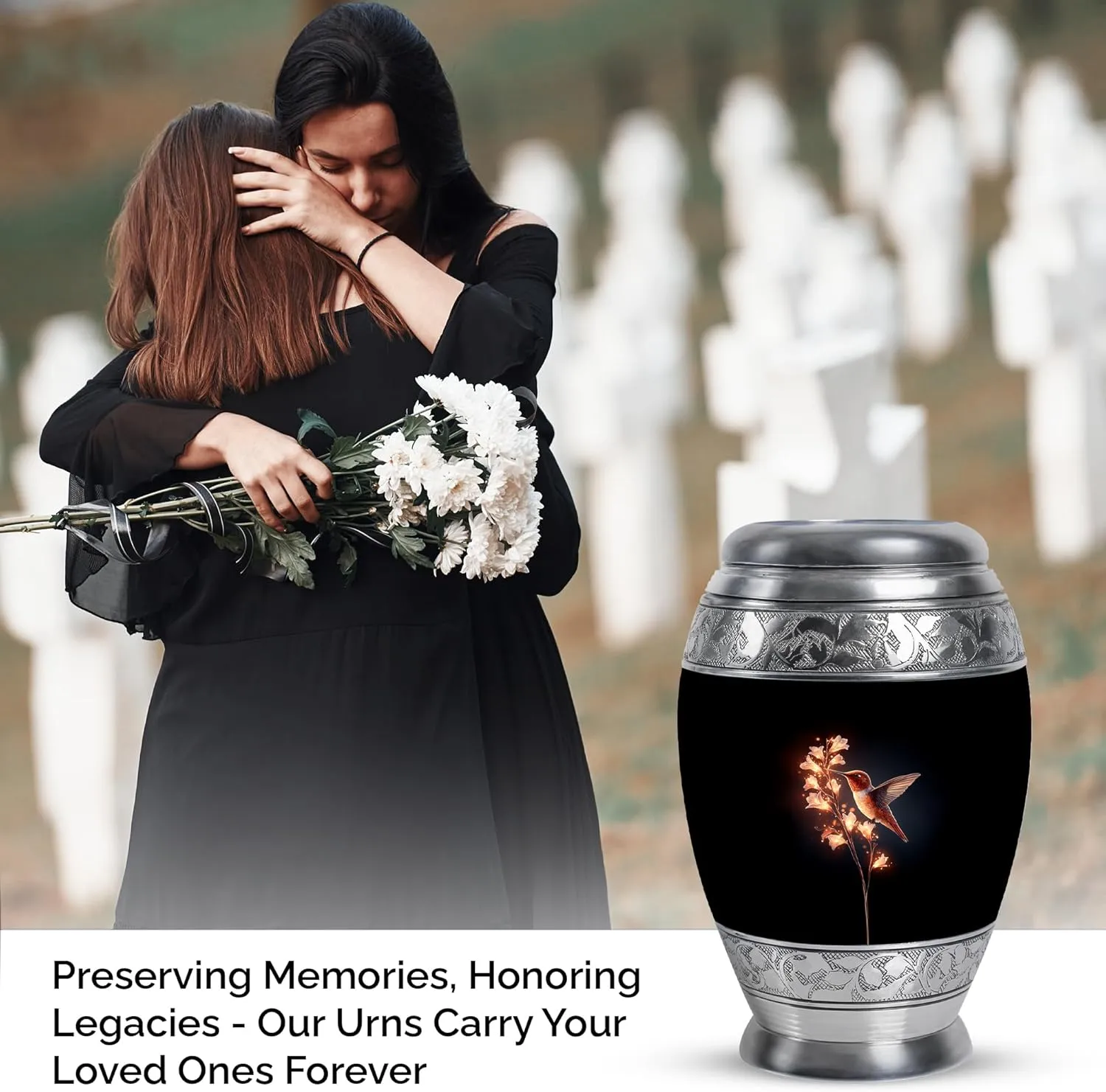 Humming Bird Small Urns for Adults Ashes - Flowers Mini Cremation Urns for Men and Women - Funeral Urn for Daughter and Son Keepsake - Memorial Gift for Loss of Dad 3 Inch