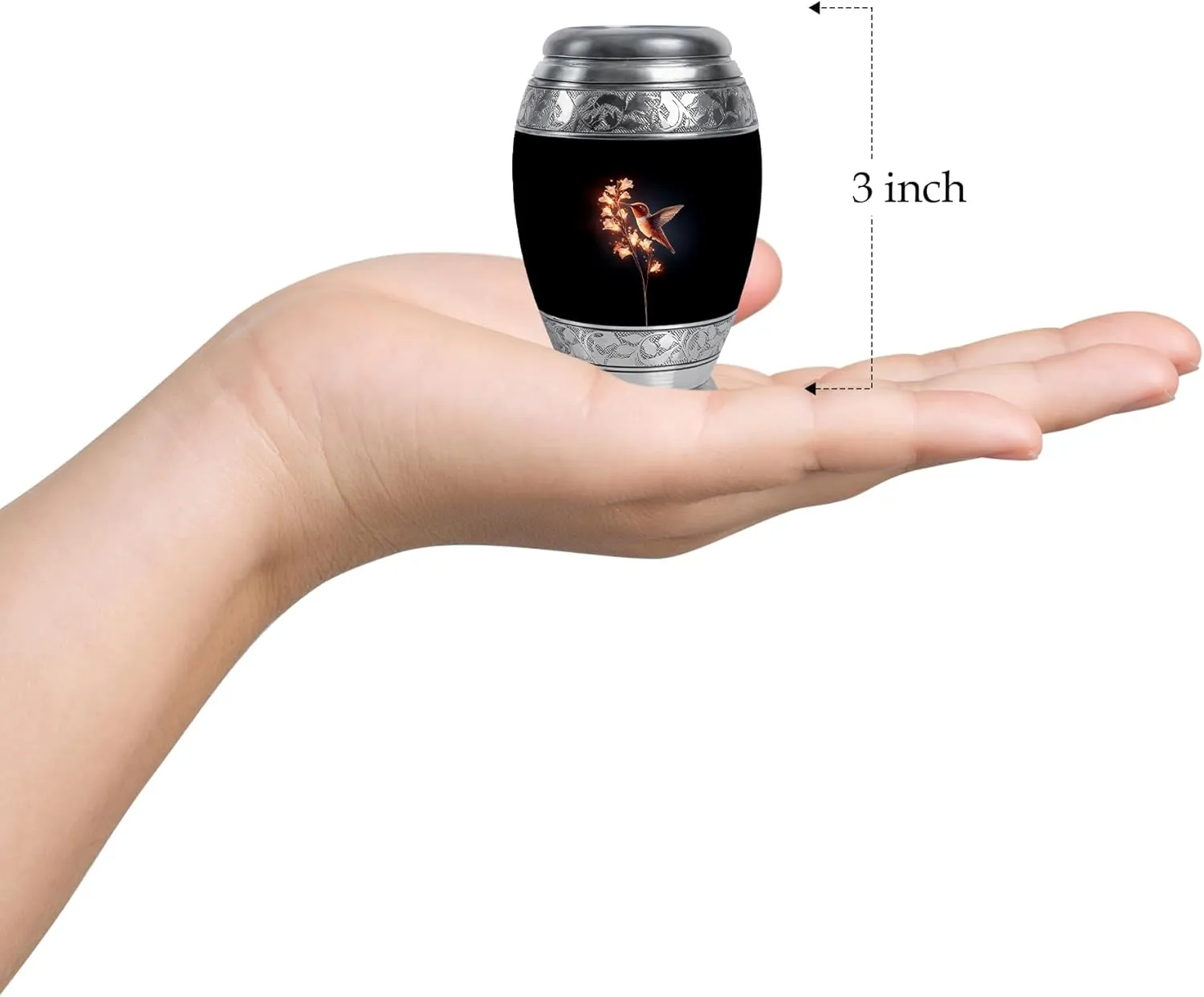Humming Bird Small Urns for Adults Ashes - Flowers Mini Cremation Urns for Men and Women - Funeral Urn for Daughter and Son Keepsake - Memorial Gift for Loss of Dad 3 Inch