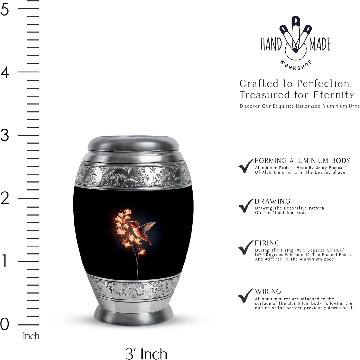 Humming Bird Small Urns for Adults Ashes - Flowers Mini Cremation Urns for Men and Women - Funeral Urn for Daughter and Son Keepsake - Memorial Gift for Loss of Dad 3 Inch