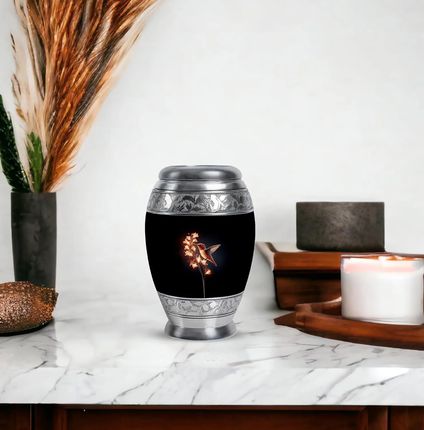 Humming Bird Small Urns for Adults Ashes - Flowers Mini Cremation Urns for Men and Women - Funeral Urn for Daughter and Son Keepsake - Memorial Gift for Loss of Dad 3 Inch