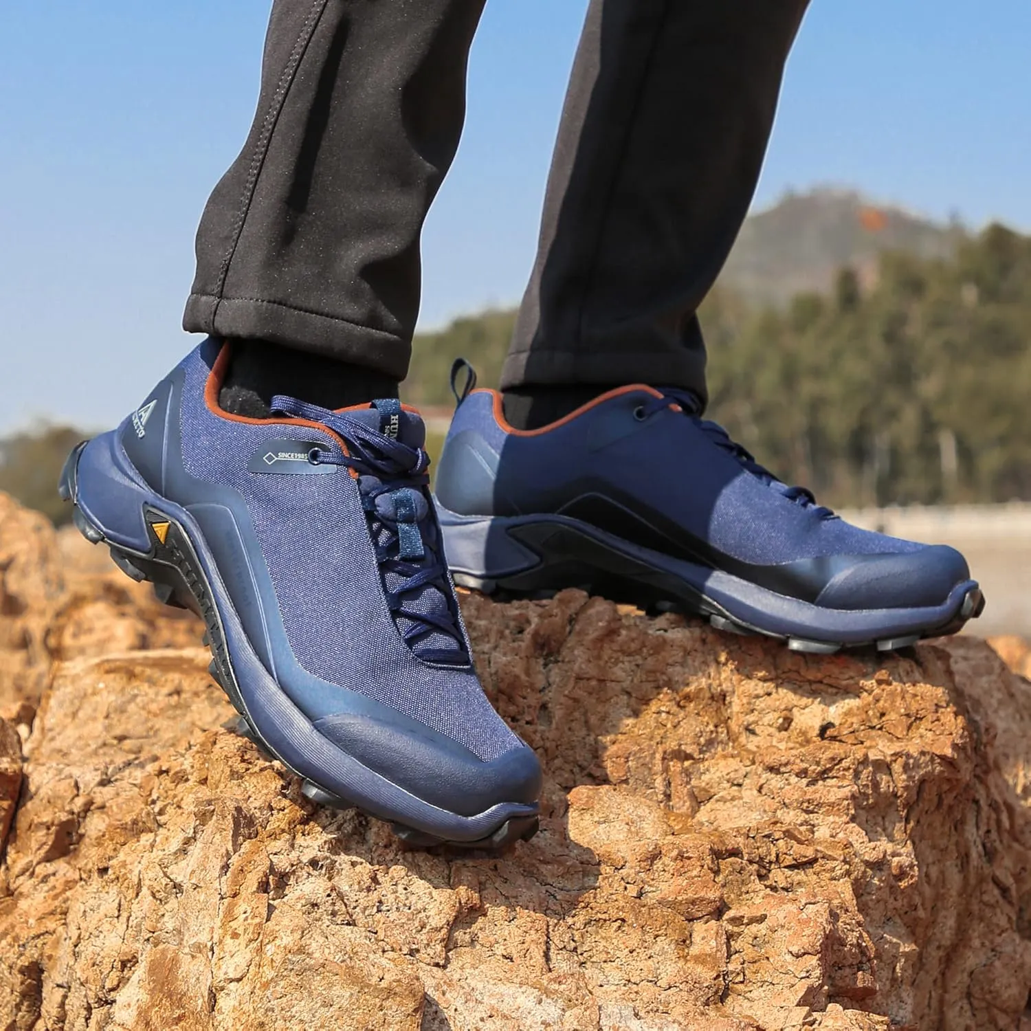 HUMTTO Men's All-Terrain Waterproof Hiking Shoes Lightweight Breathable Trekking Anti Slip Outdoor Trails Shoes