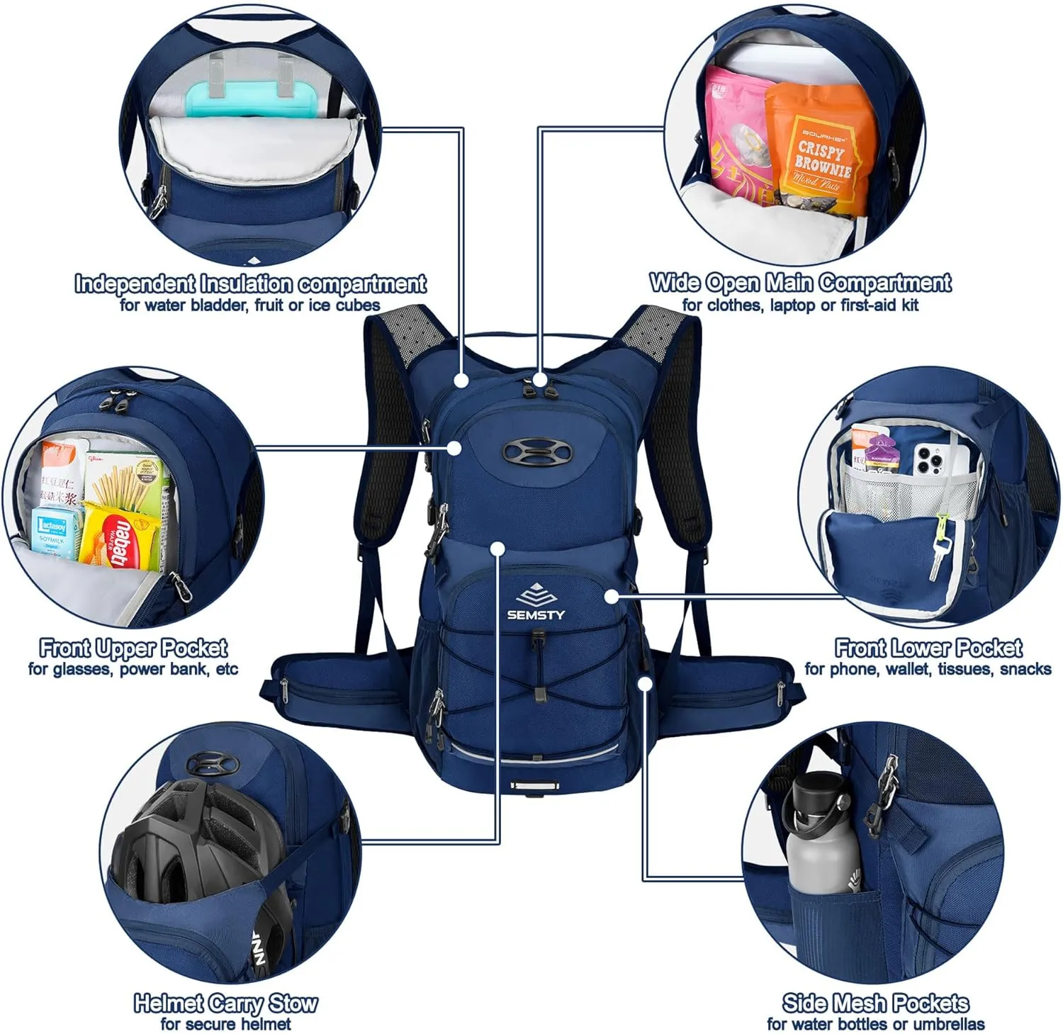 Hydration Backpack 25L, Hiking Backpack with 3L Water Bladder and Rain Cover, Light Water Backpack for Camping Cycling or Daily Men Women