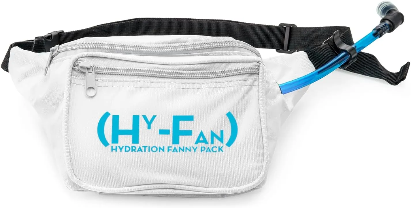 Hydration Fanny Pack with Bladder, 17oz BPA-Free, Hands-Free Design, Secure Pockets, Ideal for Athletic Outdoor Activities, Travel and More - White