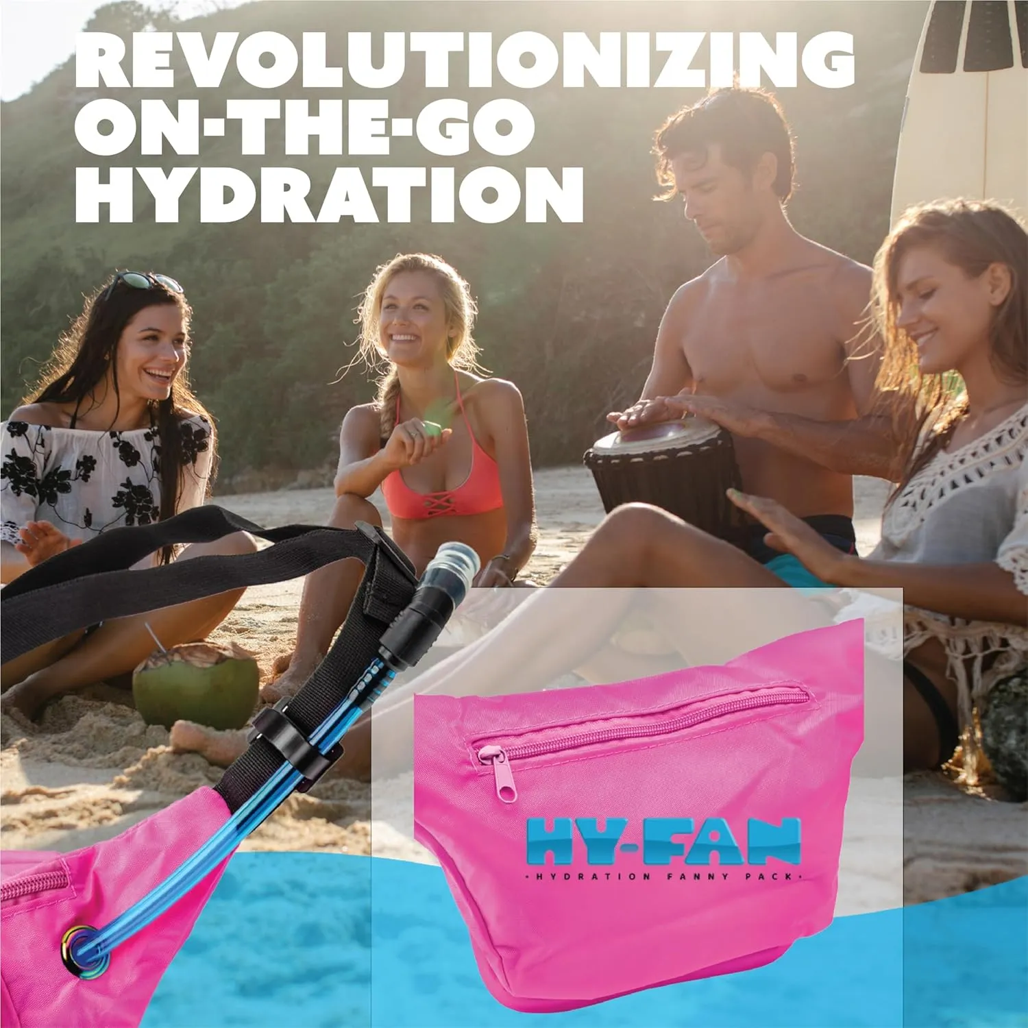 Hydration Fanny Pack with Bladder, 17oz BPA-Free, Hands-Free Design, Secure Pockets, Ideal for Athletic Outdoor Activities, Travel and More - White