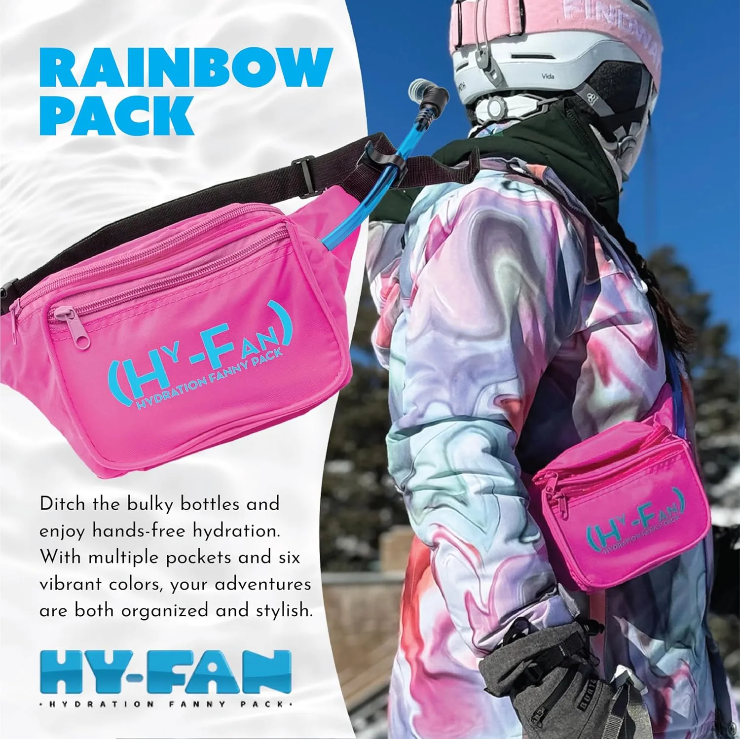 Hydration Fanny Pack with Bladder, 17oz BPA-Free, Hands-Free Design, Secure Pockets, Ideal for Athletic Outdoor Activities, Travel and More - White